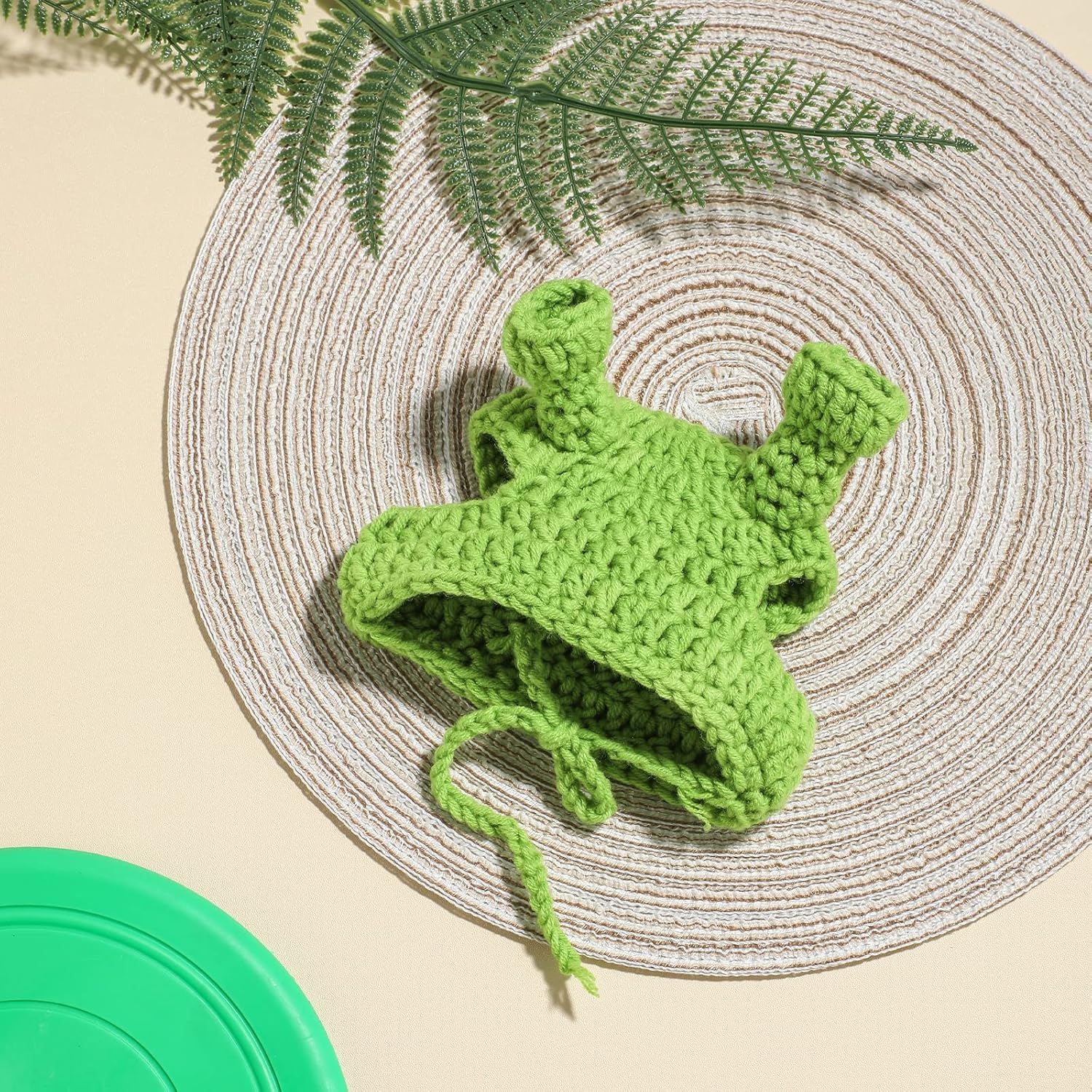 NVTED Sombrero de gato, adorable disfraz de conejo, forma de rana, hecho a mano, de lana de punto, gorra de rinoceronte, sombrero de conejo con