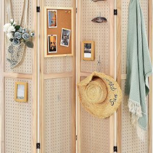 DORTALA Divisores de habitación de 4 paneles, divisor de pantalla de tablero de clavijas de 5 pies de alto para separación de habitaciones, DORTALA Divisores de habitación de 4 paneles, divisor de pantalla de tablero de clavijas de 5 pies de alto para separación de habitaciones,