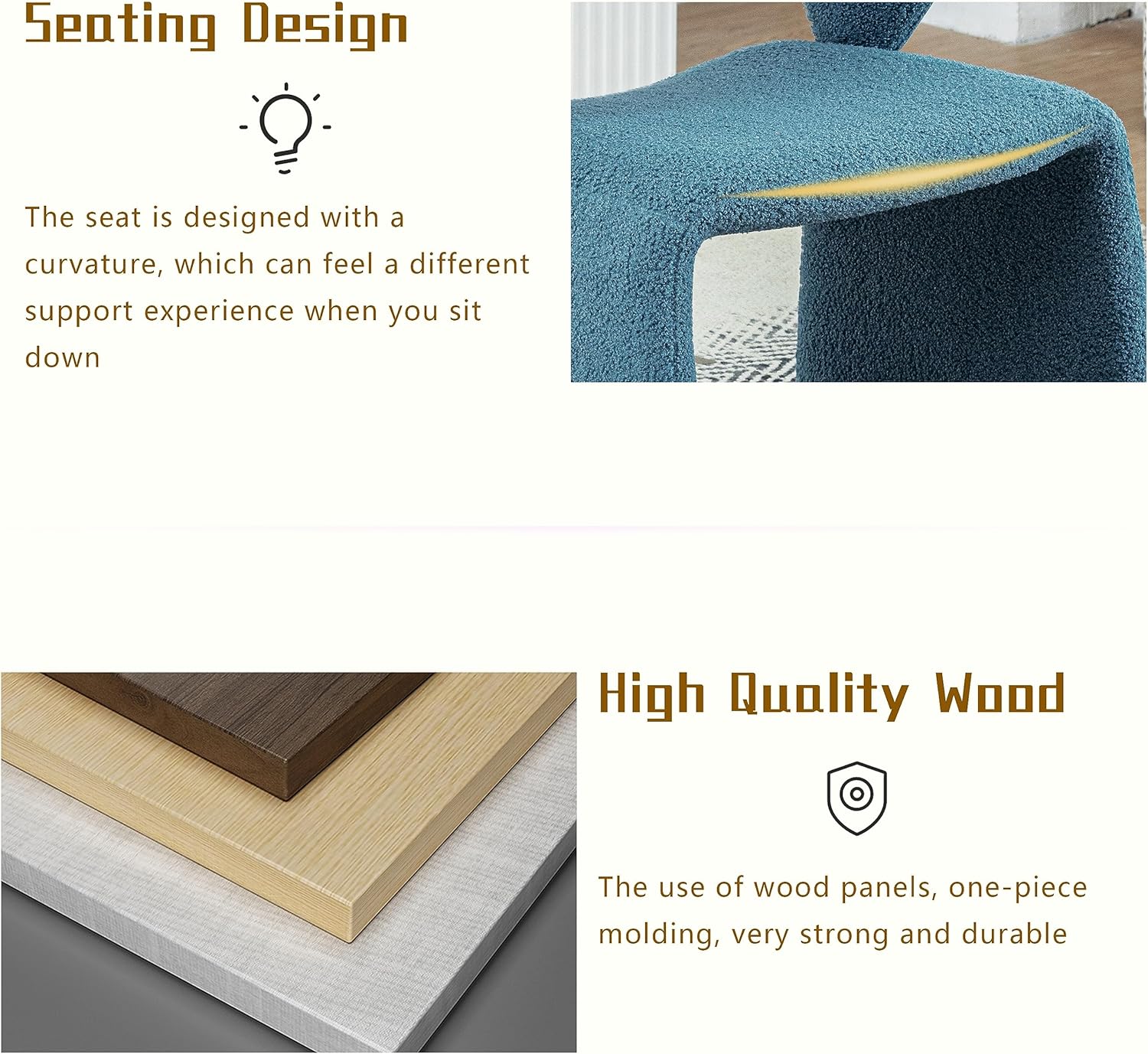 Modern Boucle – Silla decorativa de sherpa, silla armada de tela de cordero, cómoda silla individual copetuda para lectura, dormitorio, oficina y