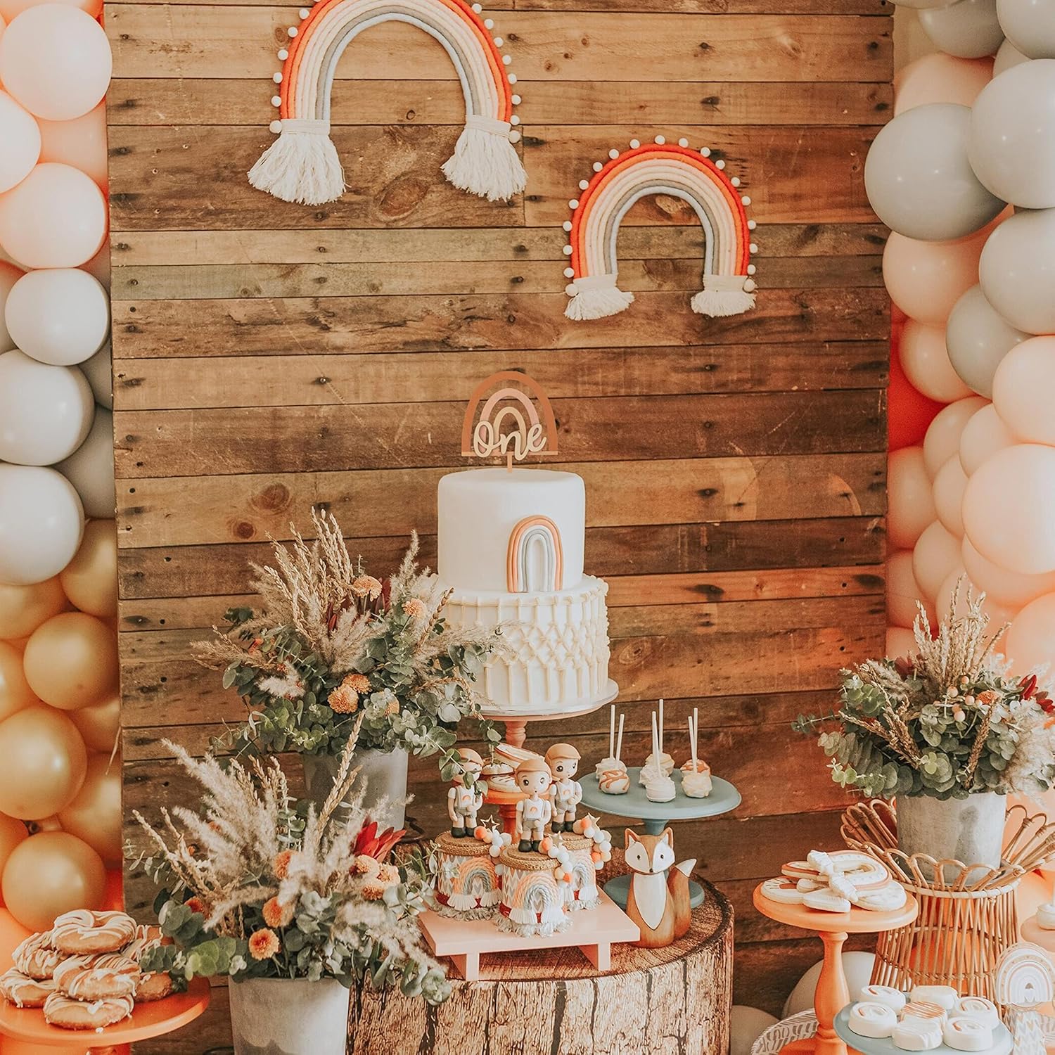 Decoración bohemia de madera para pastel de un cumpleaños, decoración de primer cumpleaños para niño y niña, decoración de primer cumpleaños (BOHO