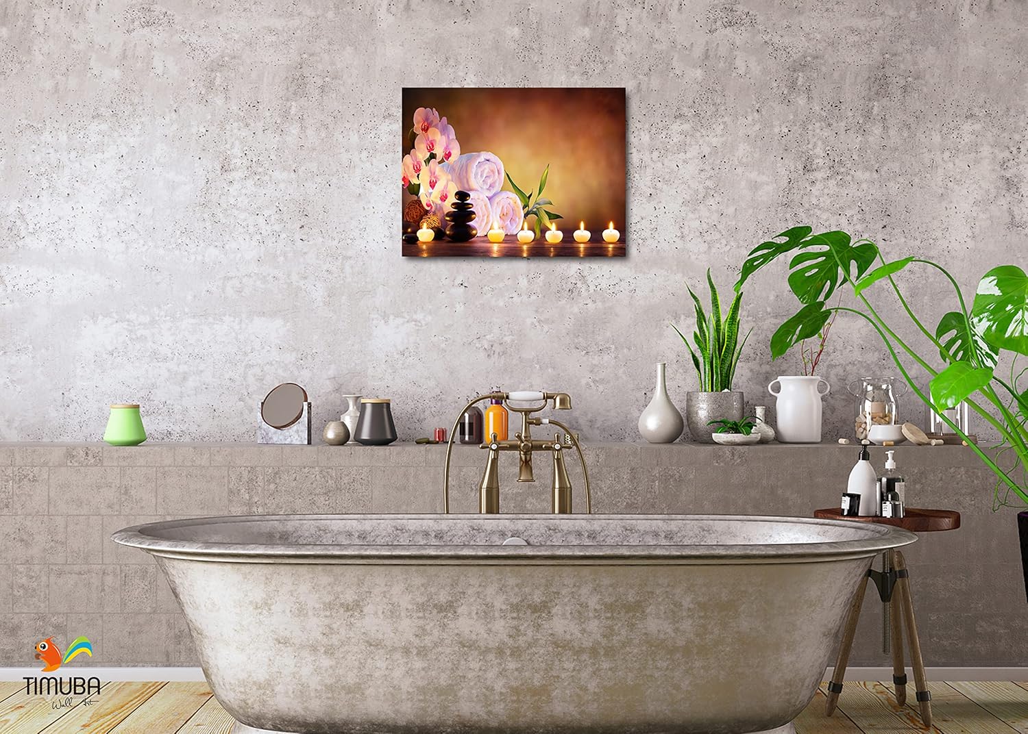 Arte de pared Zen – Decoración de habitación zen, impresiones en lienzo de naturaleza muerta con velas y cuadro de flores de magnolia para