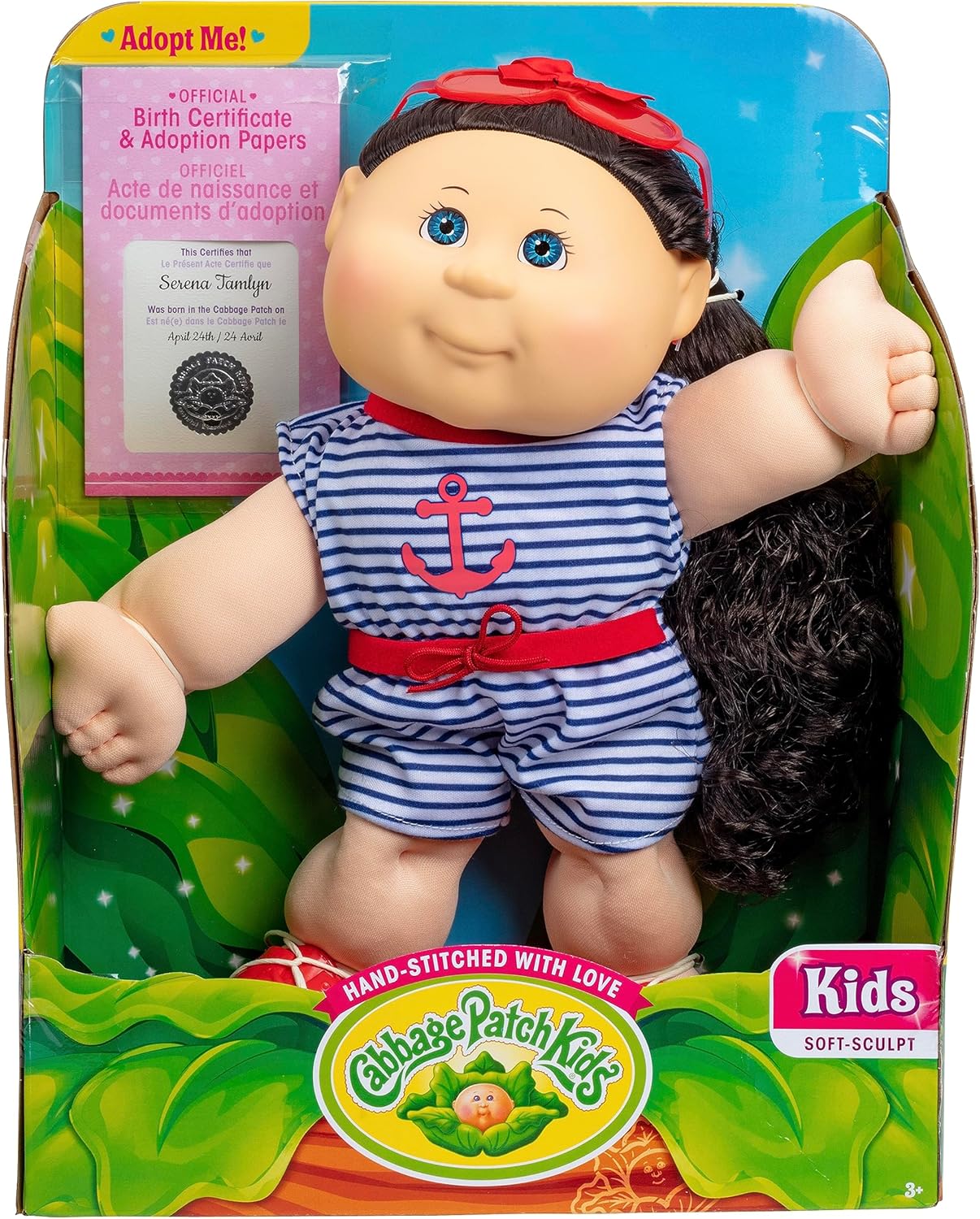 Cabbage Patch – Muñeca clásica para niños con pelo de seda, 16 pulgadas, muñeca de bebé adoptable de estilo náutico vintage original, con licencia