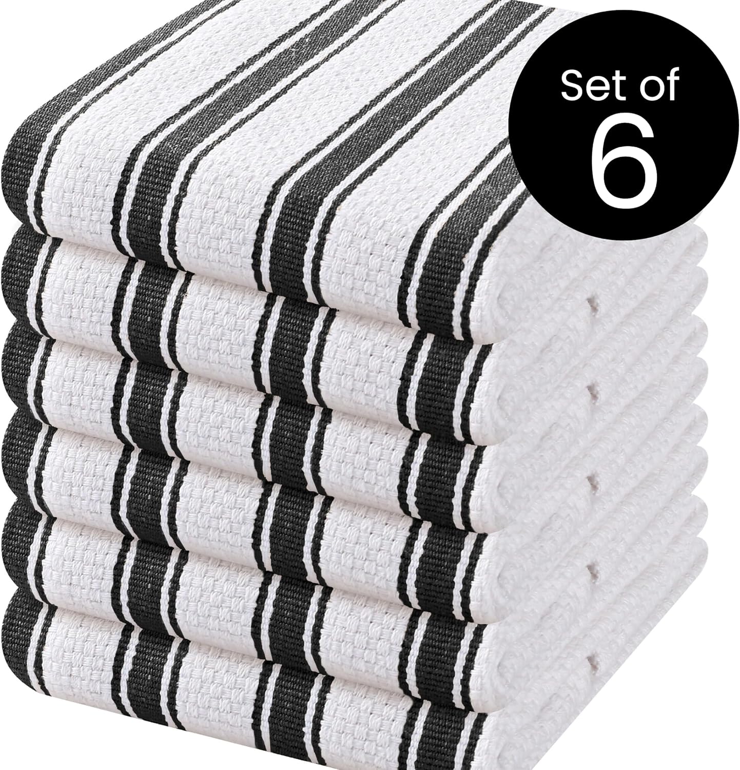 COTTONIVA Paquete de 6 toallas de cocina de alta calidad, 100% algodón, 16 x 26 pulgadas, absorbentes, de secado rápido, toallas de mano de cocina,