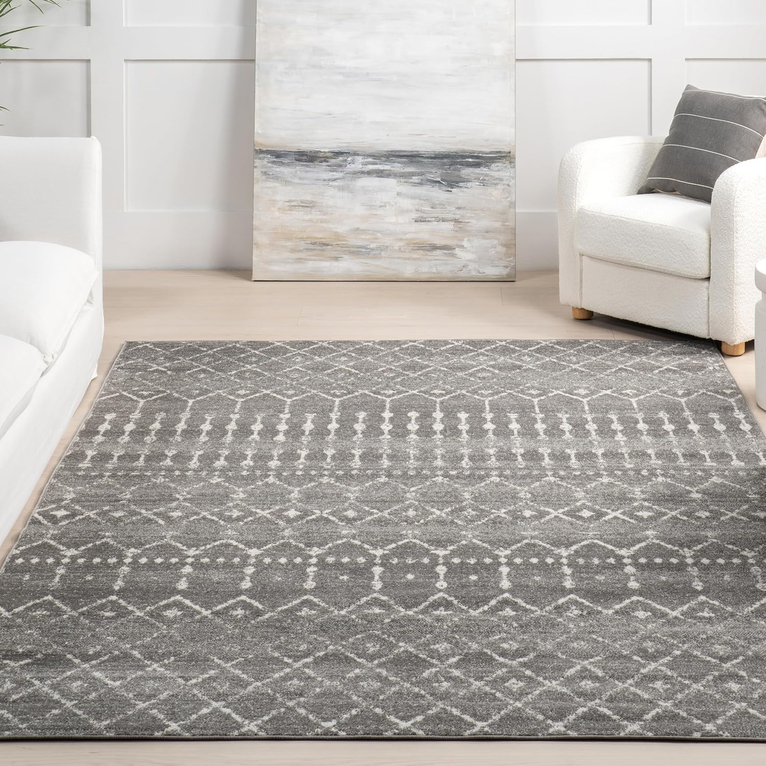 nuLOOM – Alfombra marroquí Blythe Area, 244 cm, cuadrada, gris oscuro