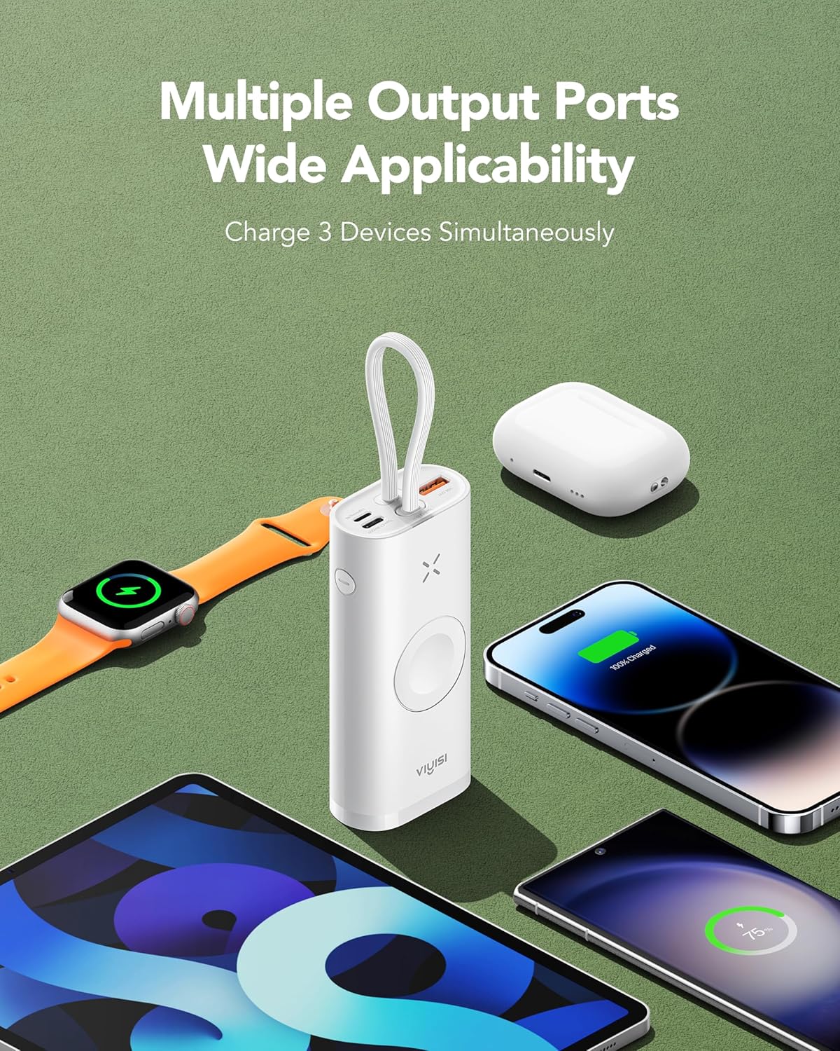 Cargador portátil para Apple Watch y iPhone, batería externa de 10000 mAh, 20 W PD de carga rápida, compatible con Apple Watch Series