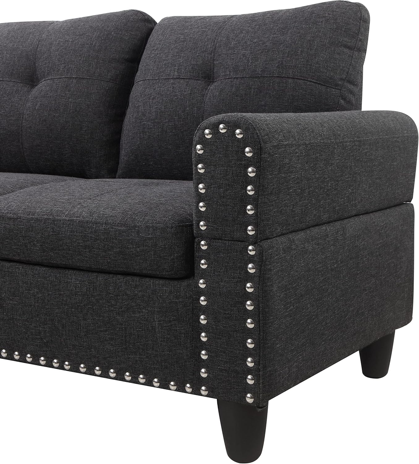 Sofá modular de 3 piezas, juego de muebles de sala de estar, sofá esquinero tapizado de 5 plazas en forma de L, 1 diván gris oscuro