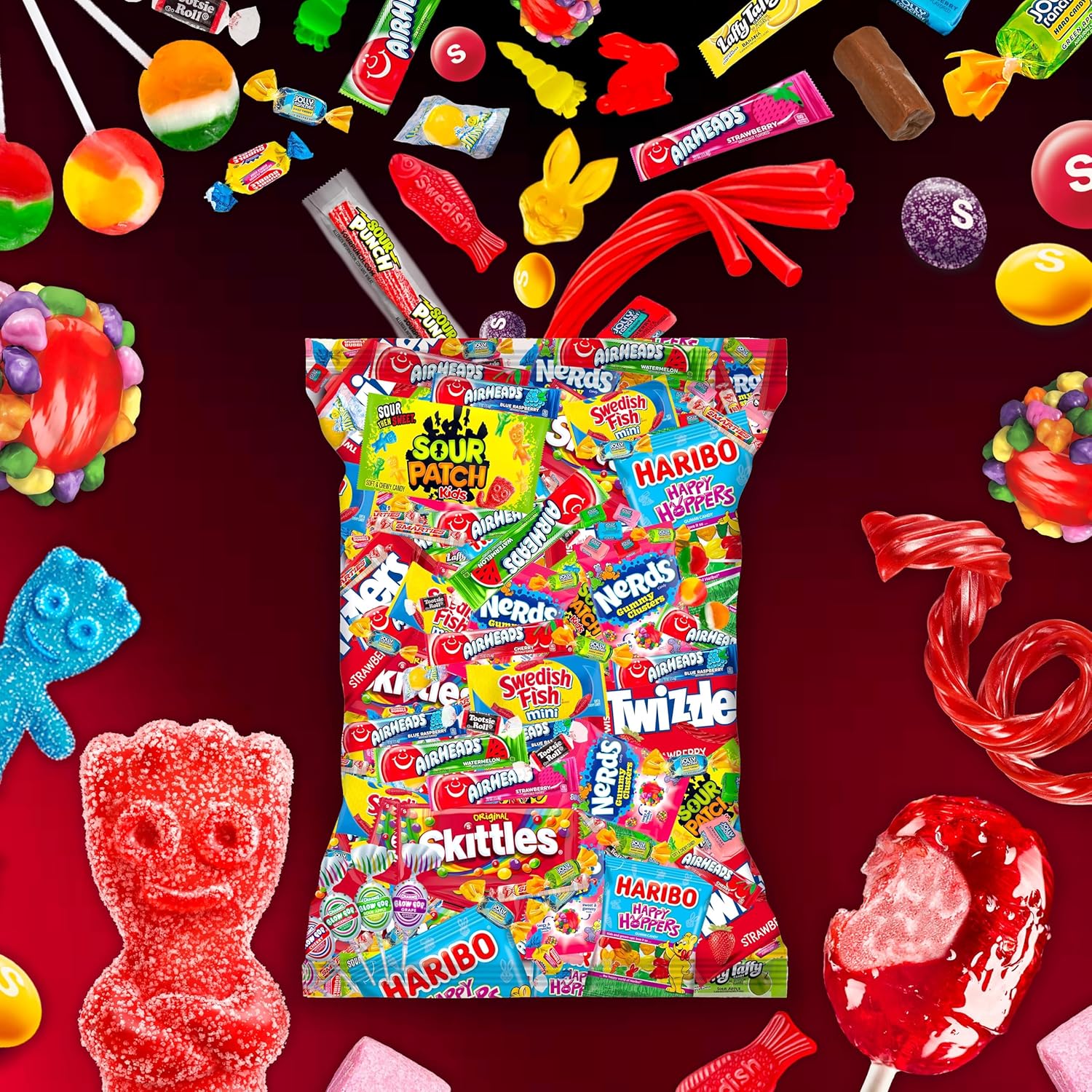 Paquete variado de caramelos a granel  Caramelos de 2 libras  Caramelos a granel envueltos individualmente, Sour Patch Kid, paletas, salvavidas,