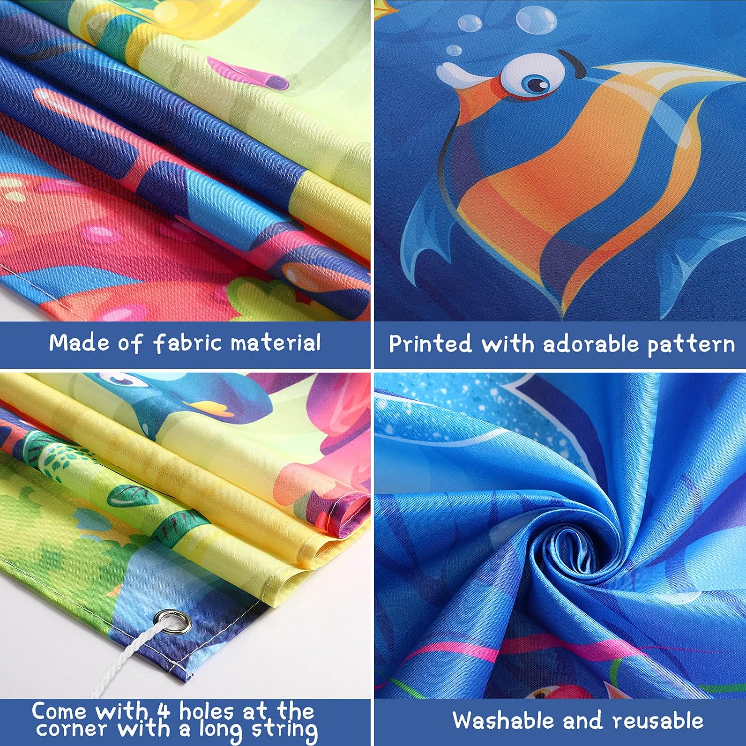 Fondo de fondo marino con temática de animales del océano, decoración de cumpleaños con temática de fondo para fotografía de cumpleaños para niños,