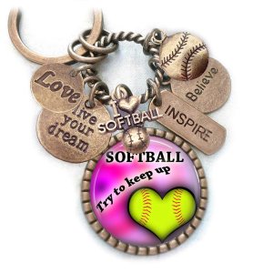 Softball Try to Keep Up Keychain, Backpack Clip or Necklace, Live Your Dream, Believe and Inspire, I Love Softball, Girls, Teens, Great Player Gift Softball Try to Keep Up Keychain, Backpack Clip or Necklace, Live Your Dream, Believe and Inspire, I Love Softball, Girls, Teens, Great Player Gift