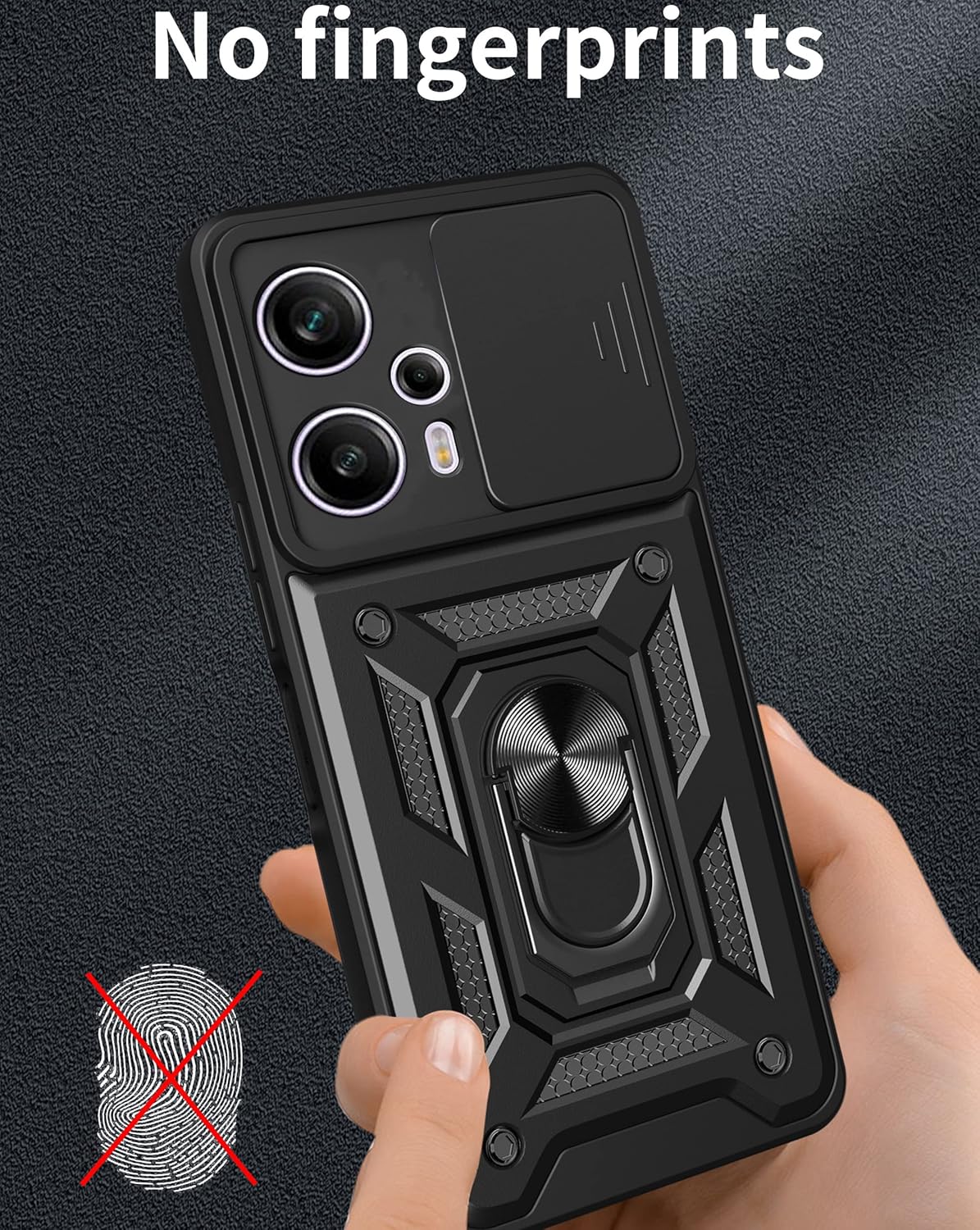 Ysnzaq Funda para Xiaomi Poco F5 5GRedmi Note 12 Turbo, resistente a prueba de golpes lente protectora cubierta del teléfono con soporte magnético