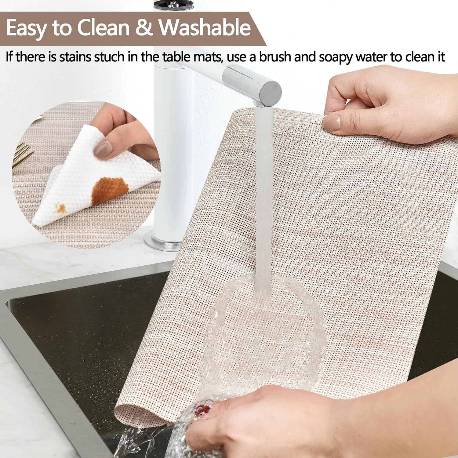 Juego de 4 manteles individuales fáciles de limpiar, modernos, duraderos, lavables, resistentes al calor, para la mesa de la cocina, manteles