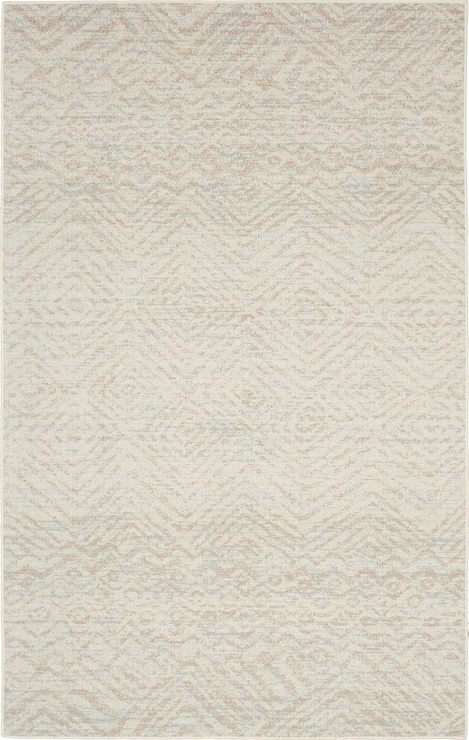 Mohawk Home Zig Zag – Alfombra de área a rayas color crema marfil de 4 x 6 pies, perfecta para entrada, lavandería, pasillo