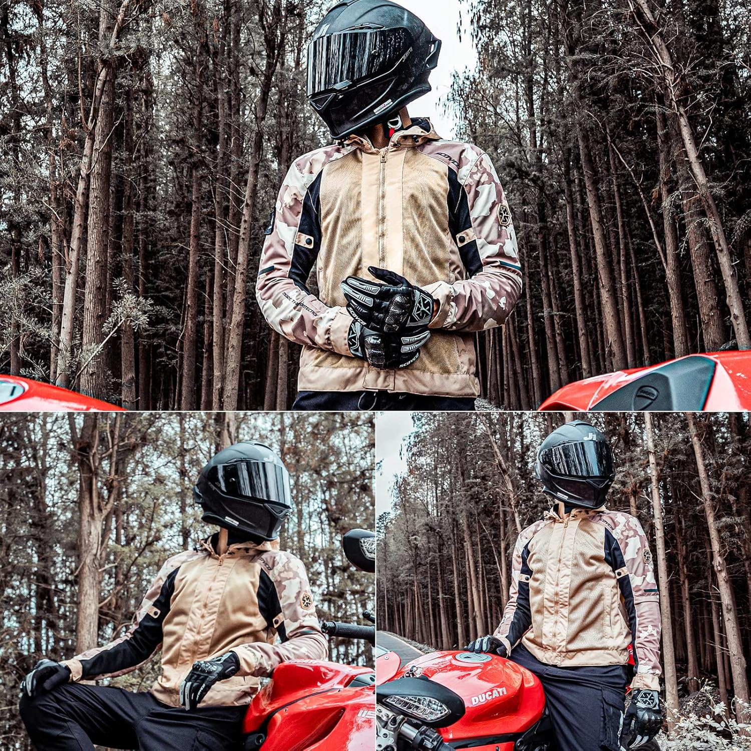 Scoyco Chaqueta de motocicleta con capucha y cremallera blindada CE con capucha extraíble para todas las estaciones