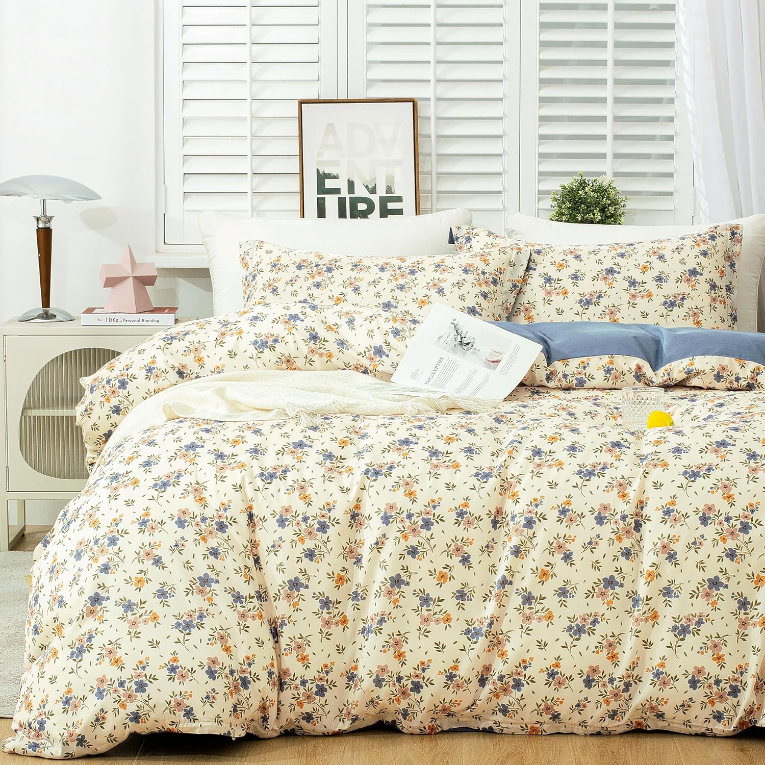 McVernon’s Funda de edredón floral tamaño matrimonial de 3 piezas, funda de edredón floral matrimonial con 2 fundas de almohada, juego de ropa de