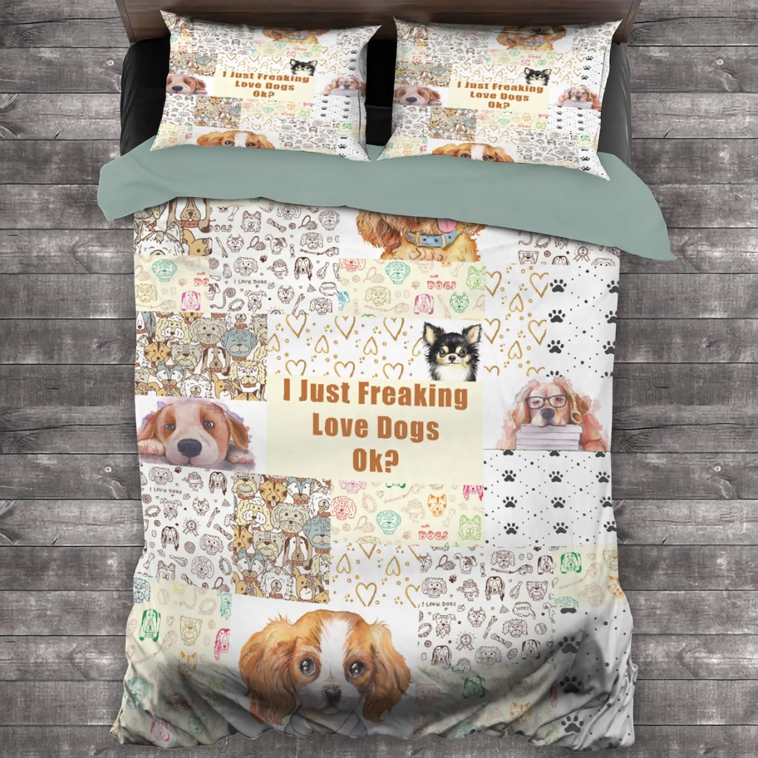 KAWAII BLANKET I Just Freaking Love Dog – Juego de funda de edredón de microfibra tamaño King individual de 3 piezas para niños y mujeres, juego de