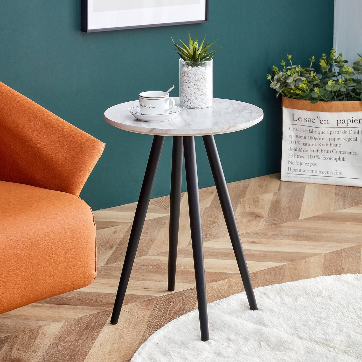 Mesa auxiliar redonda, mesa auxiliar de café, mesa decorativa pequeña para sala de estar, dormitorio, espacios pequeños, decoración moderna del