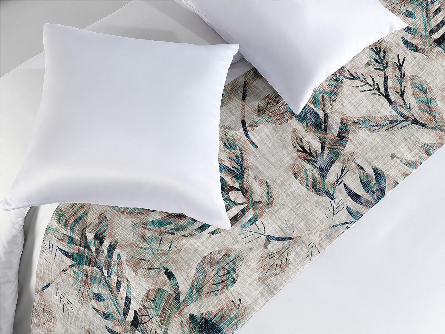 Ambesonne Camino de cama bohemio, aspecto de plumas, hojas envejecidas, efecto envejecido, impresión artística temática vintage, bufanda decorativa