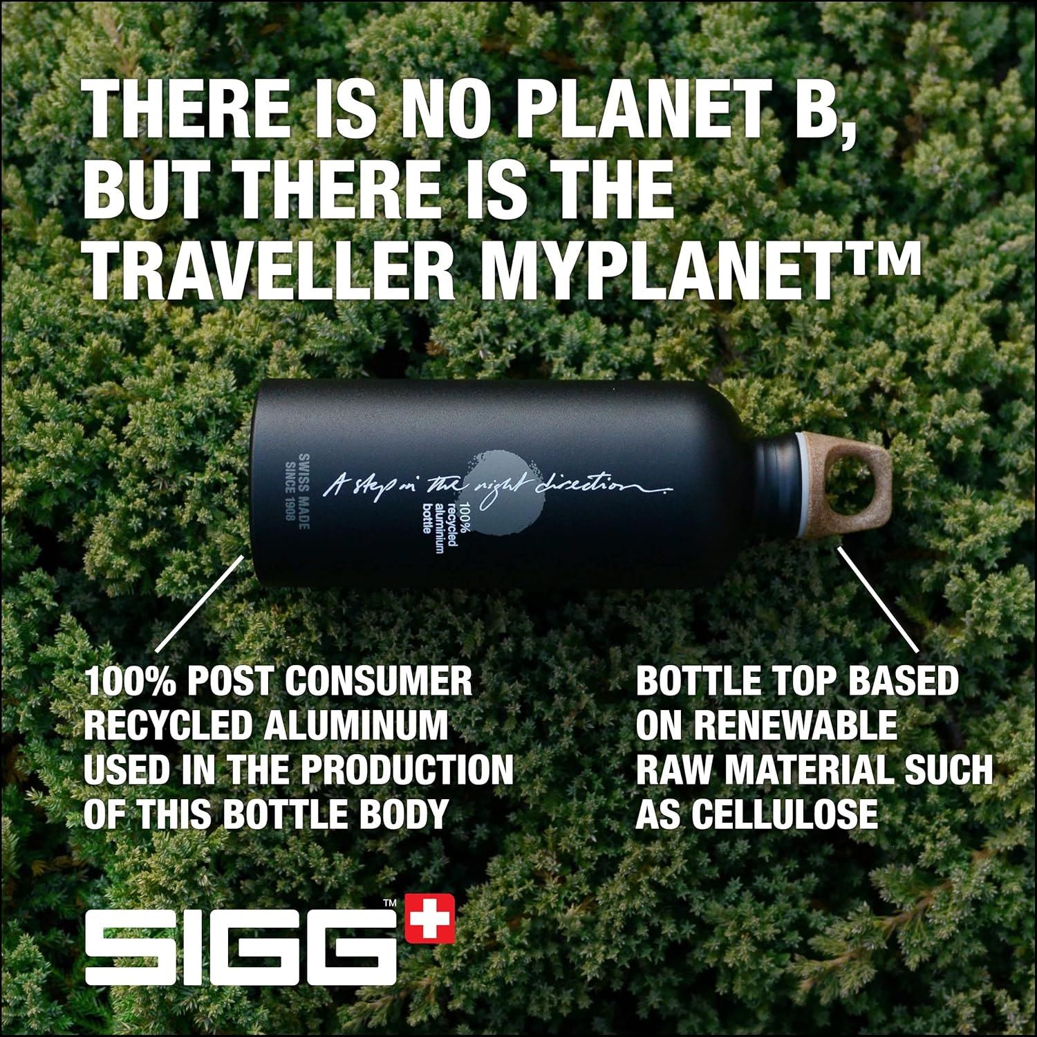 Botella de agua de metal reciclado, Traveller MyPlanet, fabricada en Suiza, bebidas carbonatadas, ligera, 20, 34 onzas