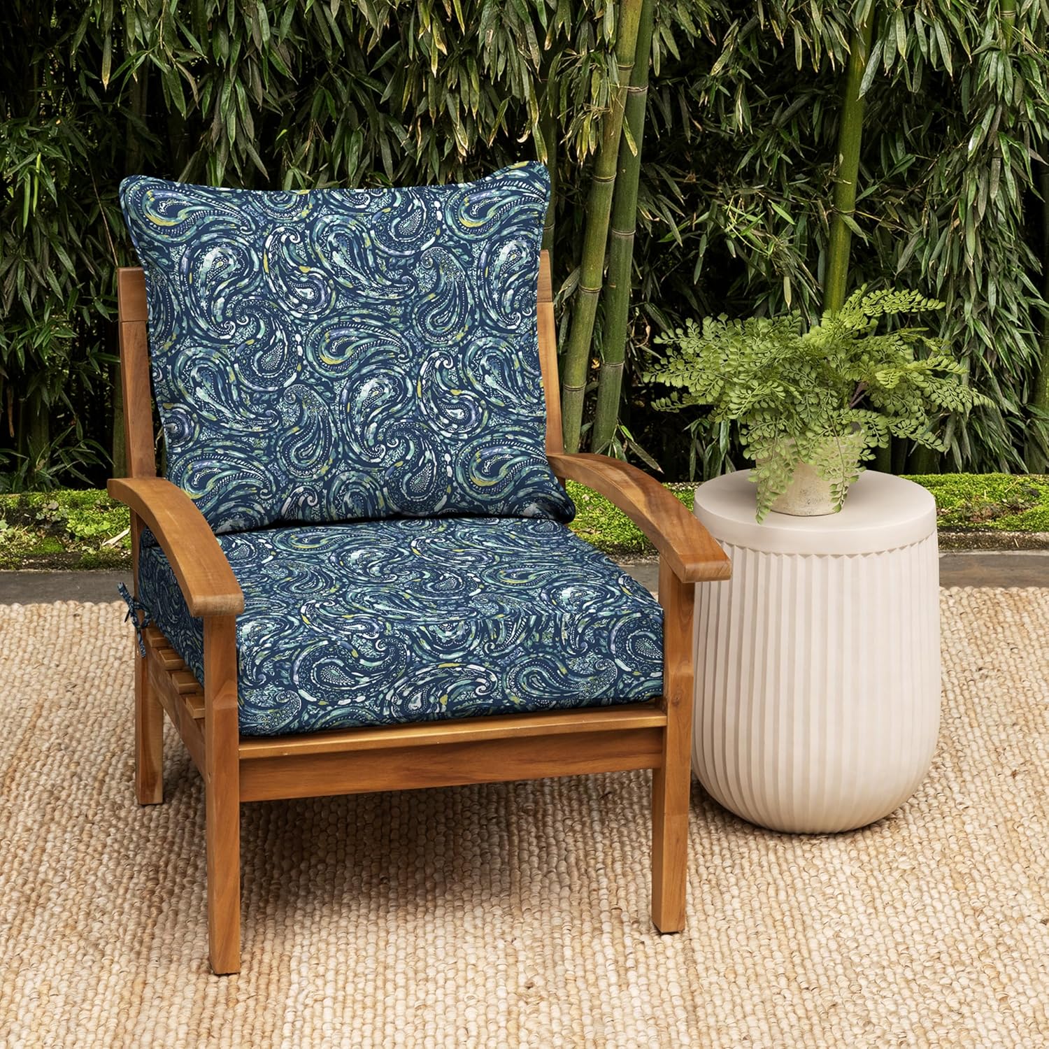 Arden Selections earthFIBER – Juego de cojines de asiento profundo para exteriores, 24 x 24 pulgadas, repelente al agua, resistente a la
