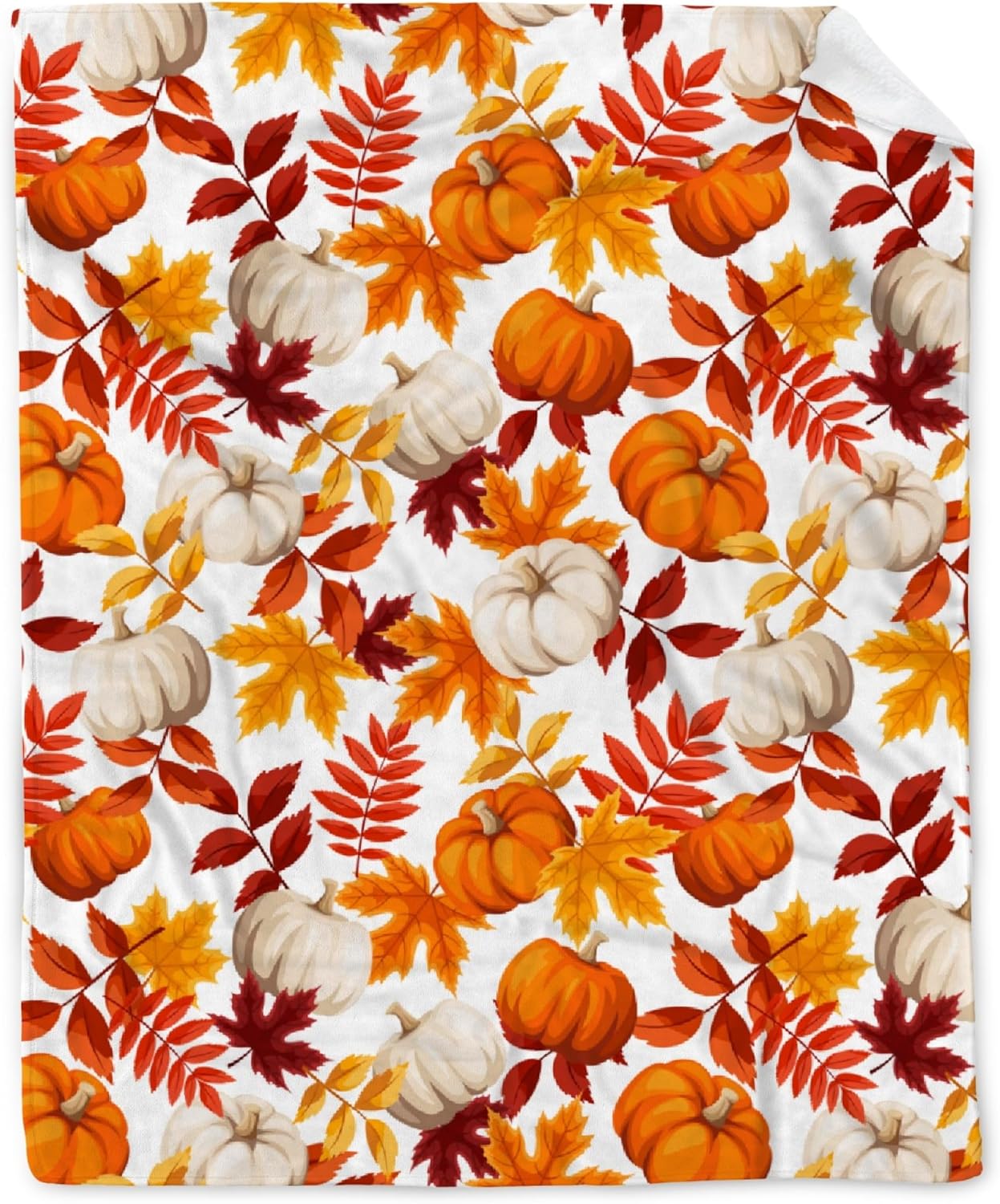 Manta de otoño  Manta de otoño con hojas de arce y calabaza, regalo de decoración de otoño de Acción de Gracias, ultra afelpada, acogedora, ligera,