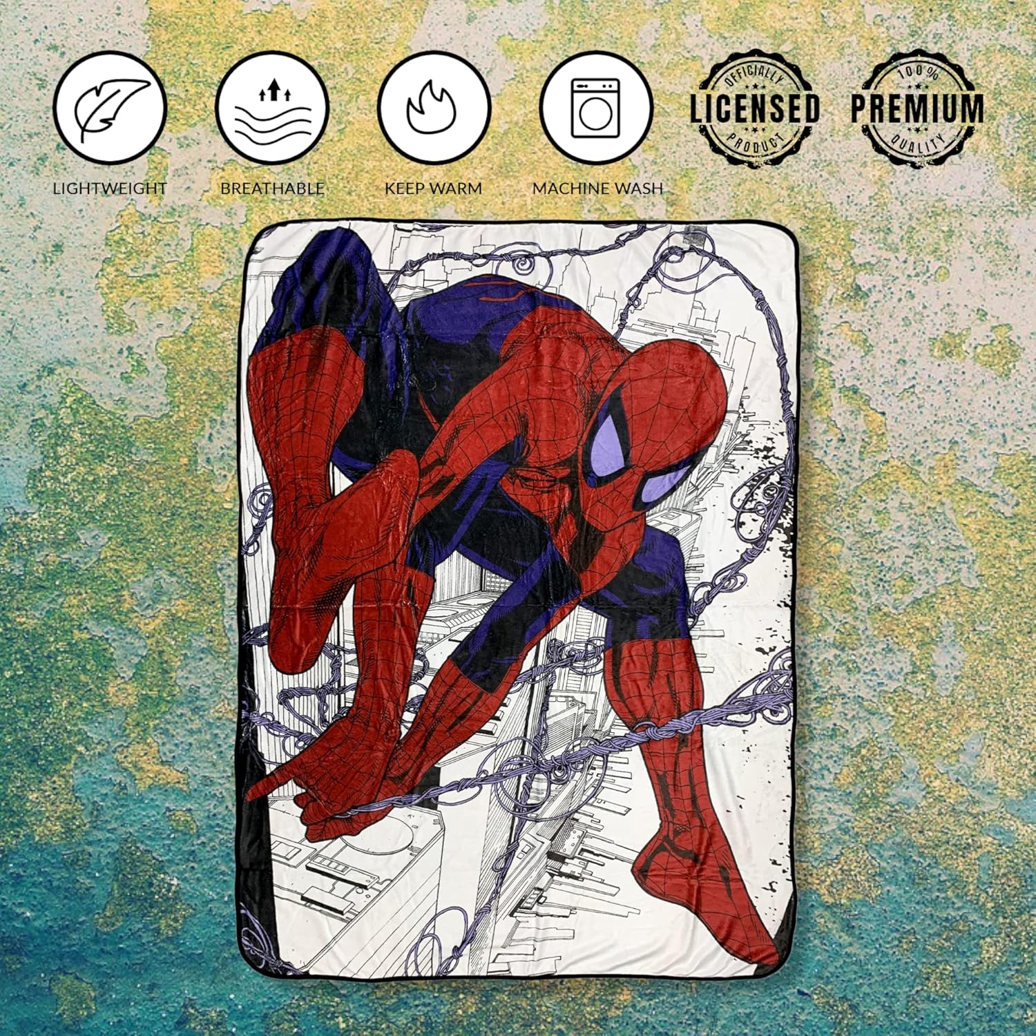 Marvel Spider-Man Webslinger – Manta de forro polar de franela súper suave y ligera de 45 x 60 pulgadas