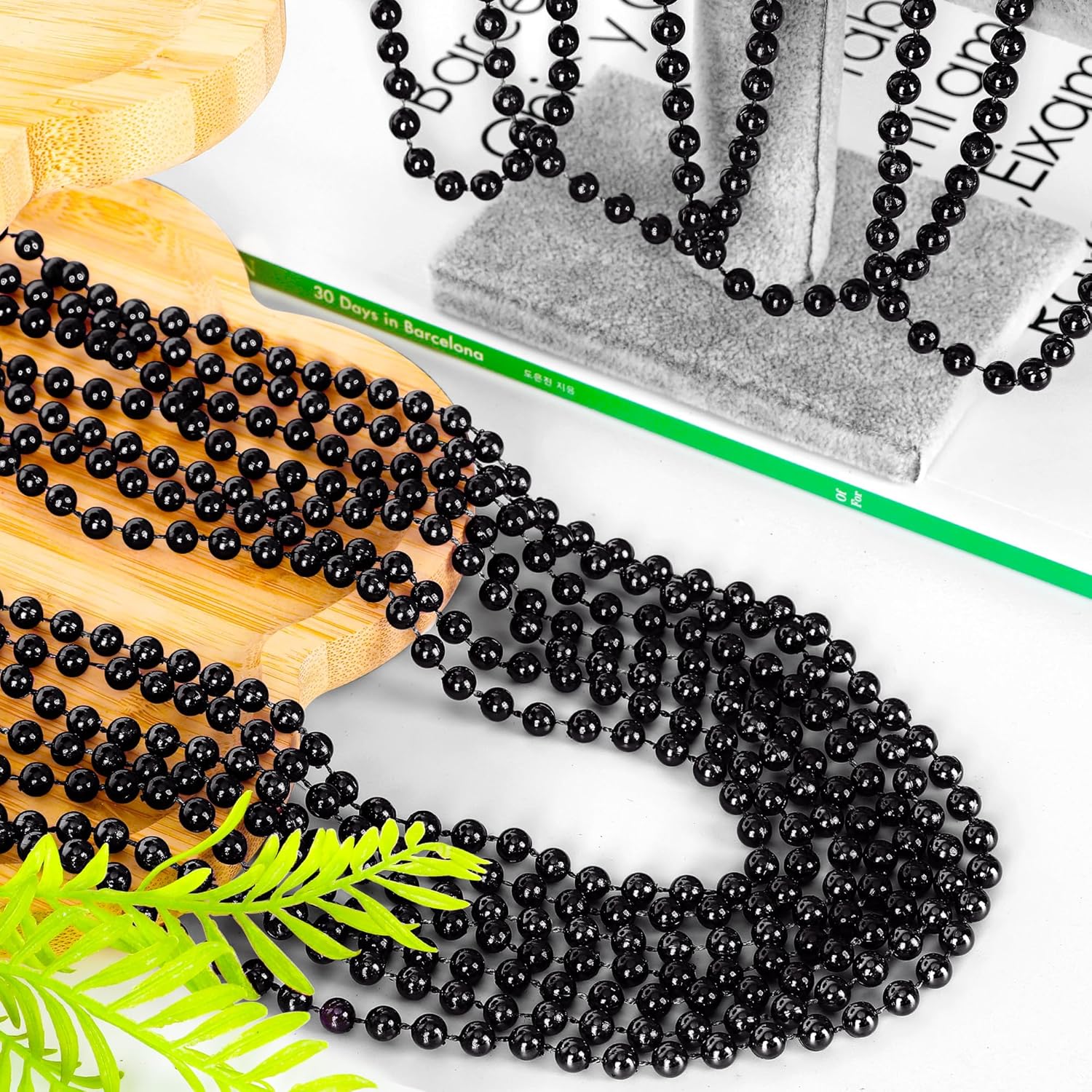 120 piezas de accesorios de Mardi Gras, collar de cuentas de 33 pulgadas, cuentas de Mardi Gras, collar de cuentas negras, cuentas a granel para