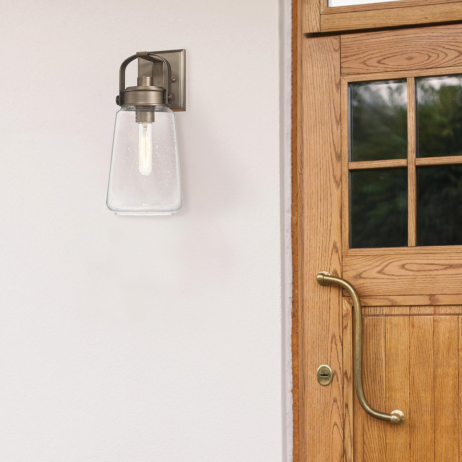 Robert Stevenson Lighting Gage – Lámpara industrial de vidrio y metal para exteriores, color oro toscano
