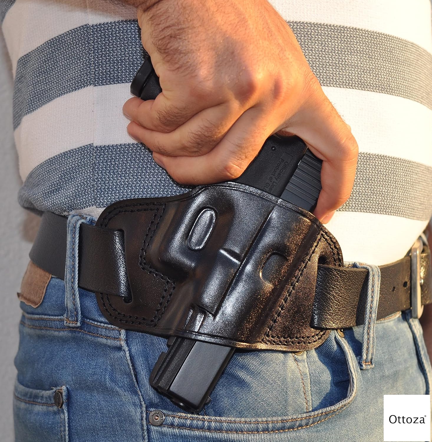 Ottoza Funda de cuero hecha a mano para pistola Glock (171919X23) para diestros Glock 19 Holster Owb – Glock 19X Holster Owb – Glock 17 Holster Owb