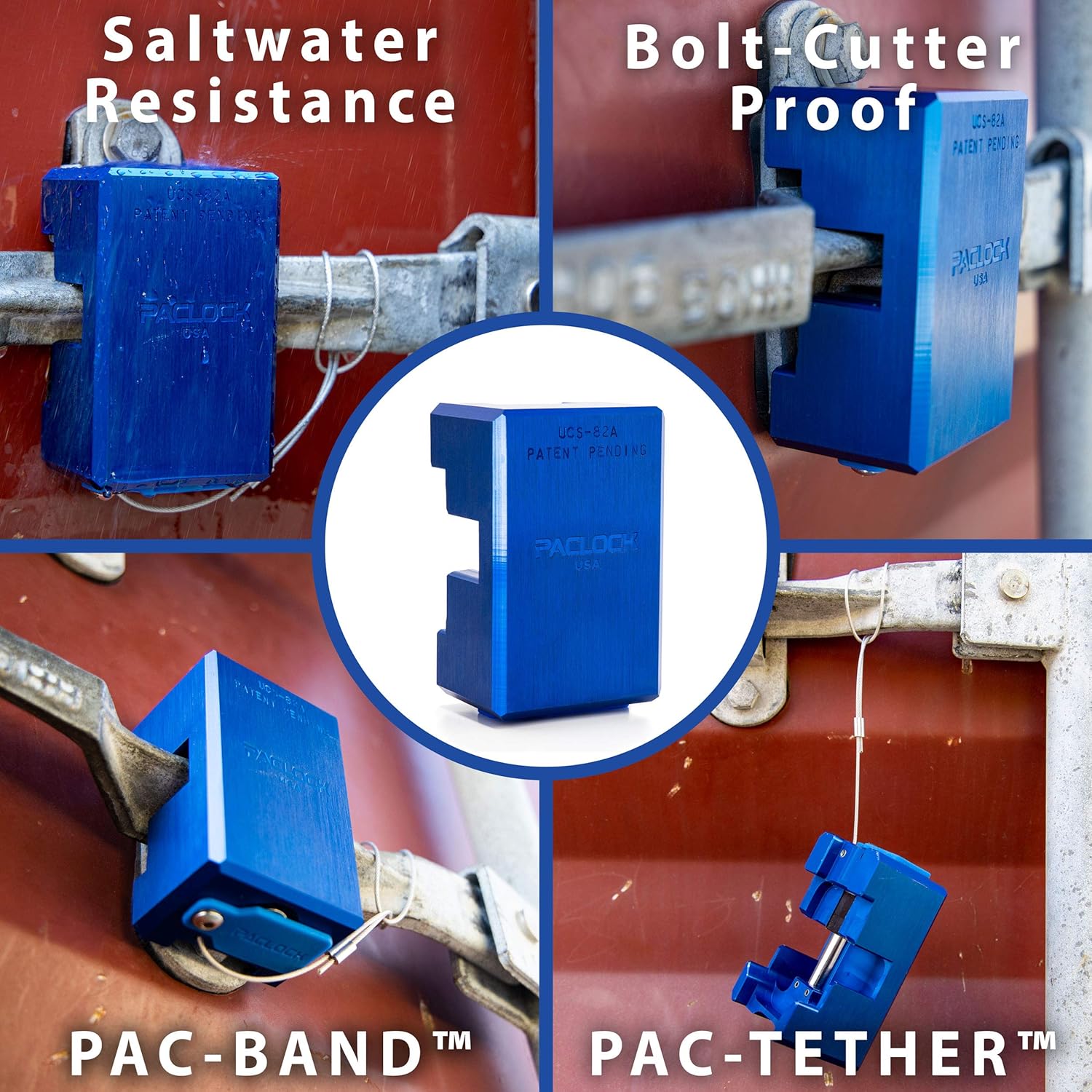 PACLOCK  Cerradura de contenedor UCS-82A  Aluminio anodizado  Dispositivo antirrobo  Cilindro de 6 pines  Una cerradura con llave a un número