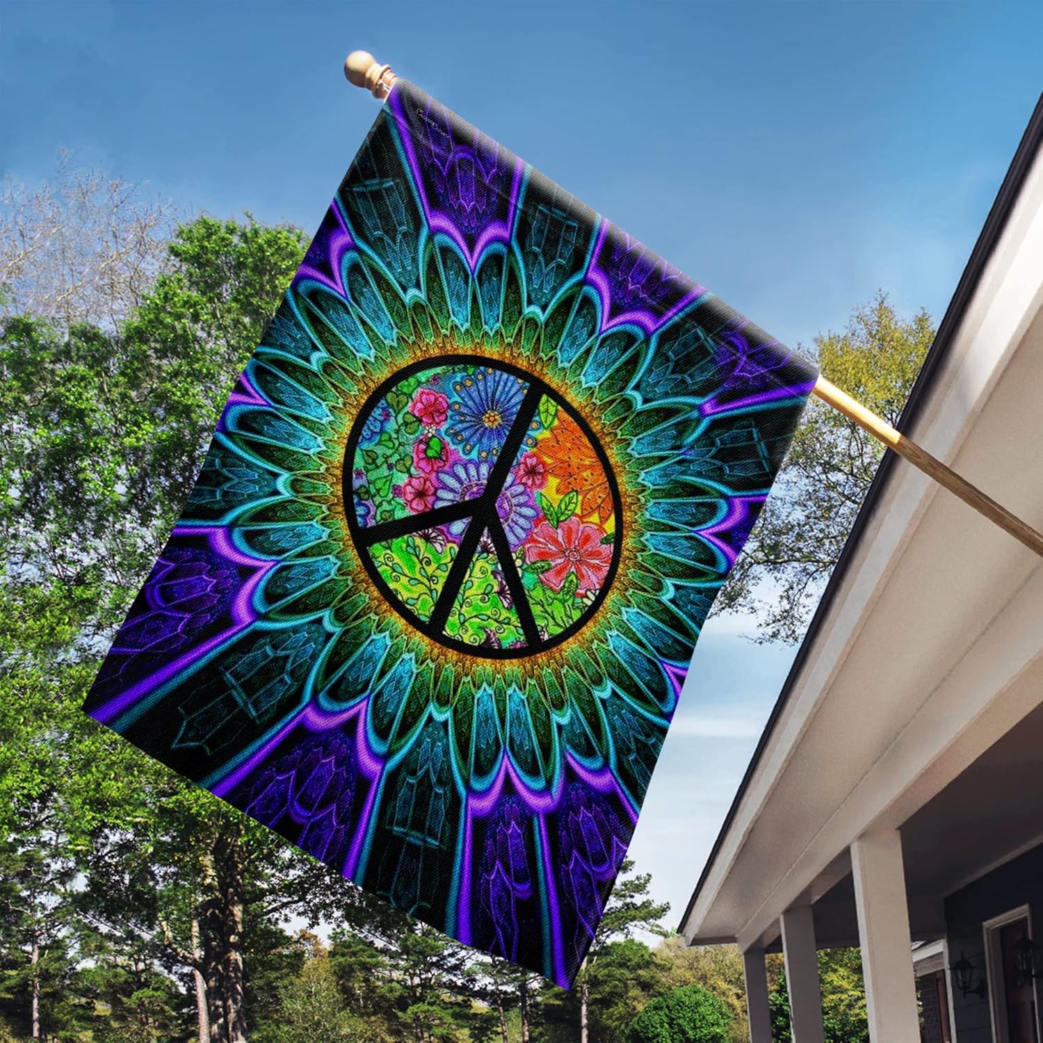 Banderas-Bandera Hippie Just A Little Something To Brighten Your Day QNK163F, bandera de casa (29.5 x 39.5 pulgadas), banderas de jardín de casa de