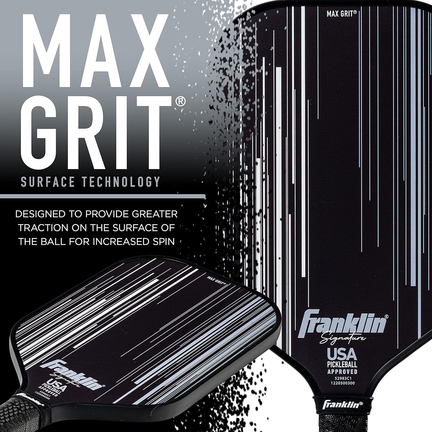 Franklin Sports Palas de pickleball Pro – Signature Series Pro Pickleball Paddle con superficie MaxGrit – Pala de pickleball aprobada por USA