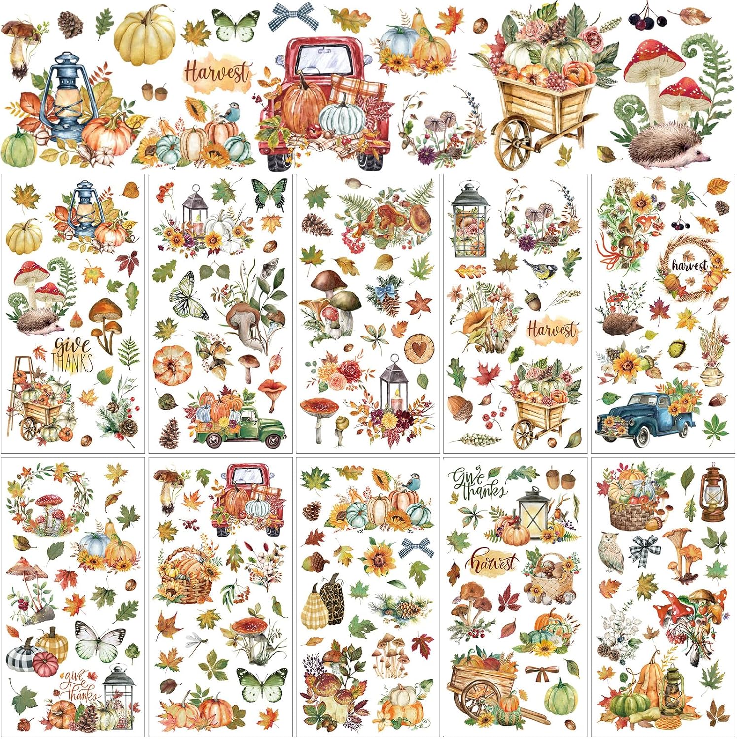 12 hojas de calcomanías clásicas para transferencias para manualidades y muebles, calcomanías clásicas de trineo, piña, calabaza, para hogar,