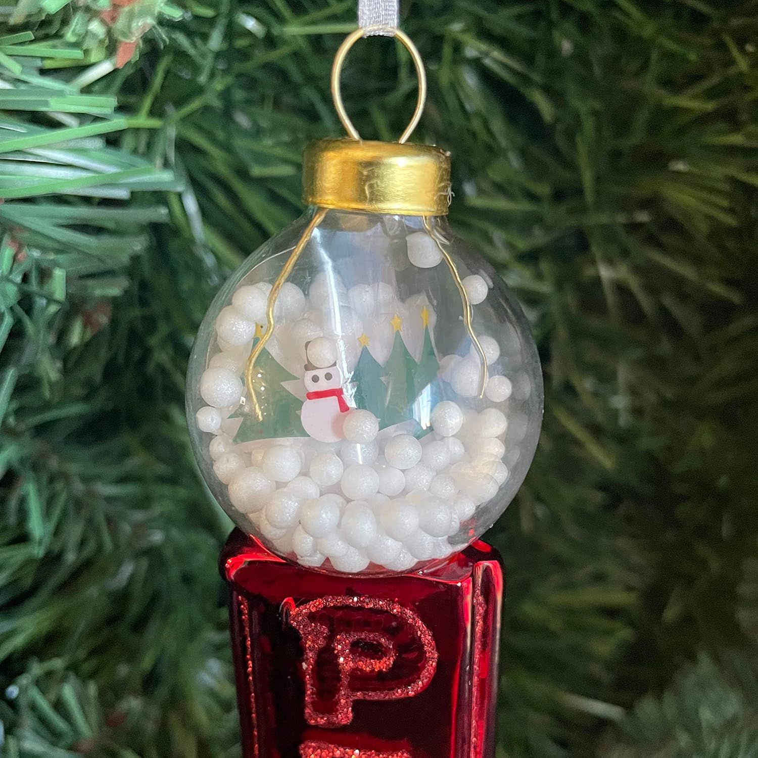 Adorno navideño de cristal PEZ con forma de globo de nieve