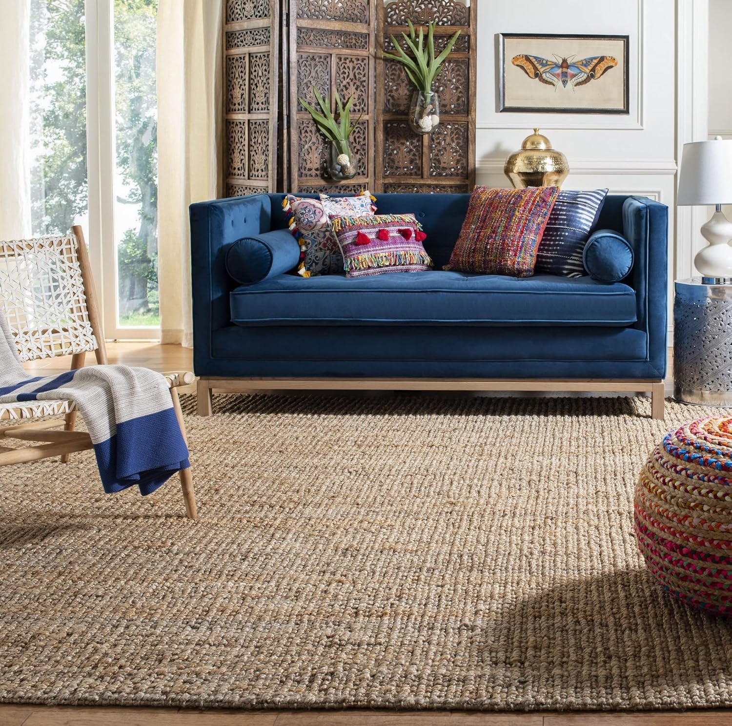 SAFAVIEH Colección Natural Fiber NF447A – Tapete de área cuadrado, yute texturizado grueso tejido a mano de 0.75 pulgadas de grosor, ideal para
