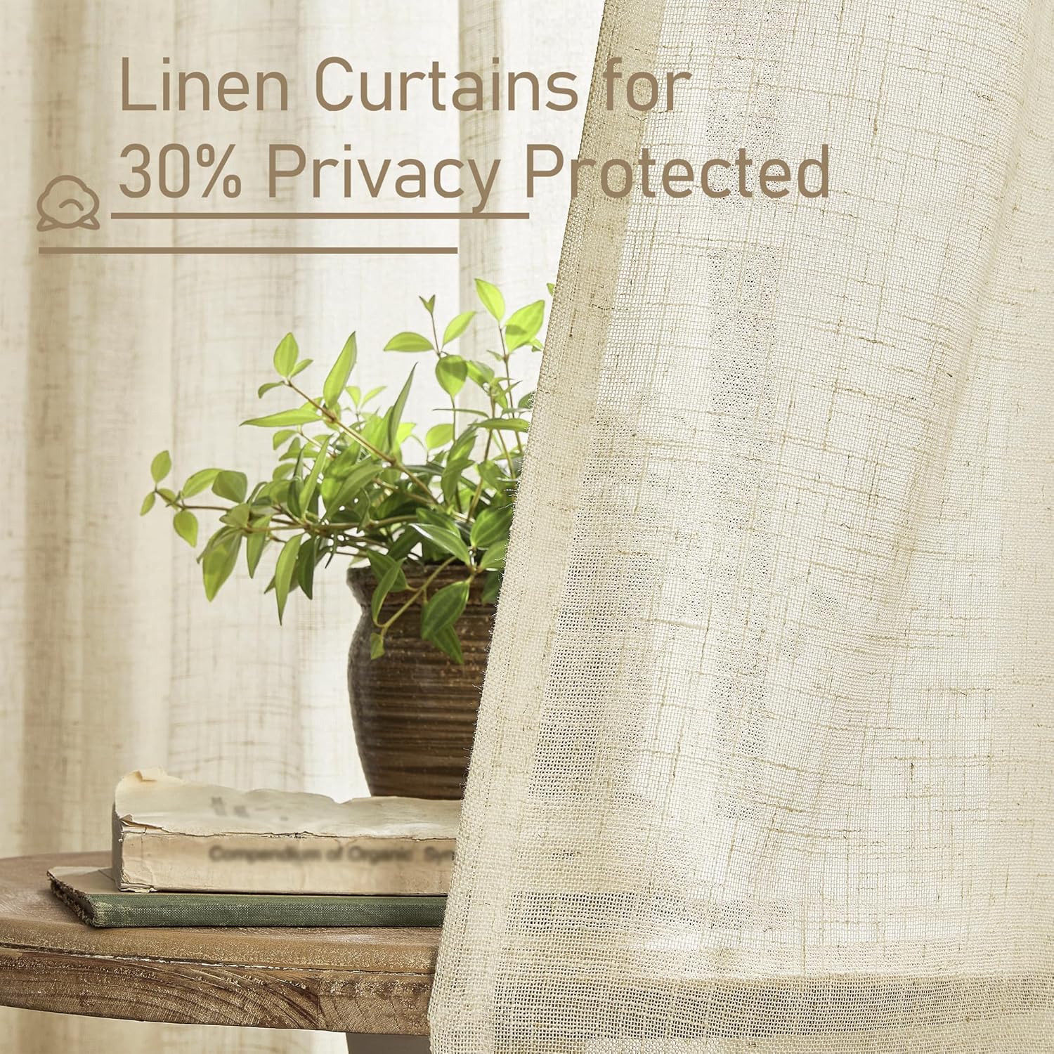 LAMIT Cortinas de lino sintético de 63 pulgadas de largo para dormitorio, con pestaña trasera y bolsillo para barra, cortinas de lino transparentes