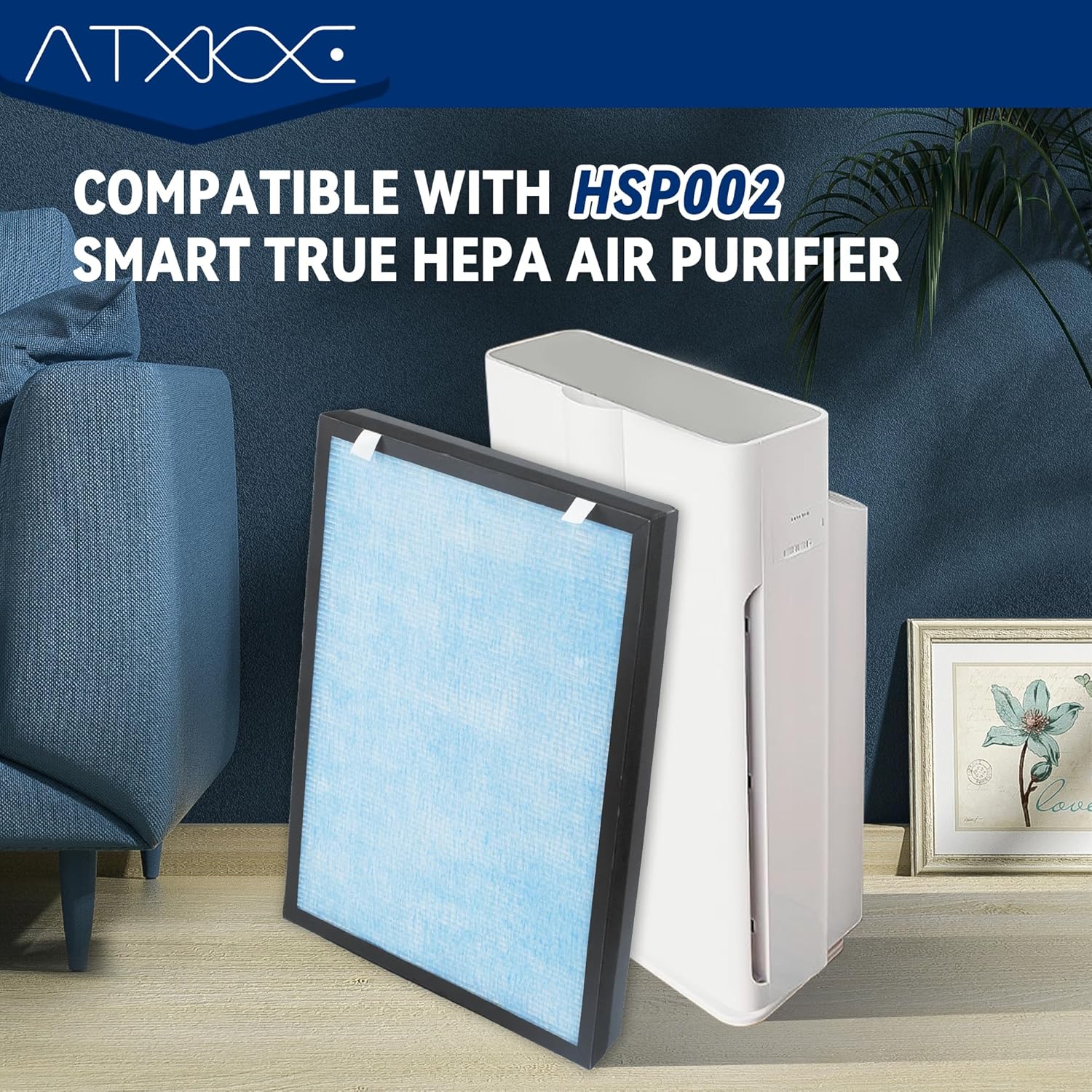 ATXKXE HSP002 Filtro de repuesto compatible con filtro purificador de aire HATHASPACE HSP002, paquete de 2