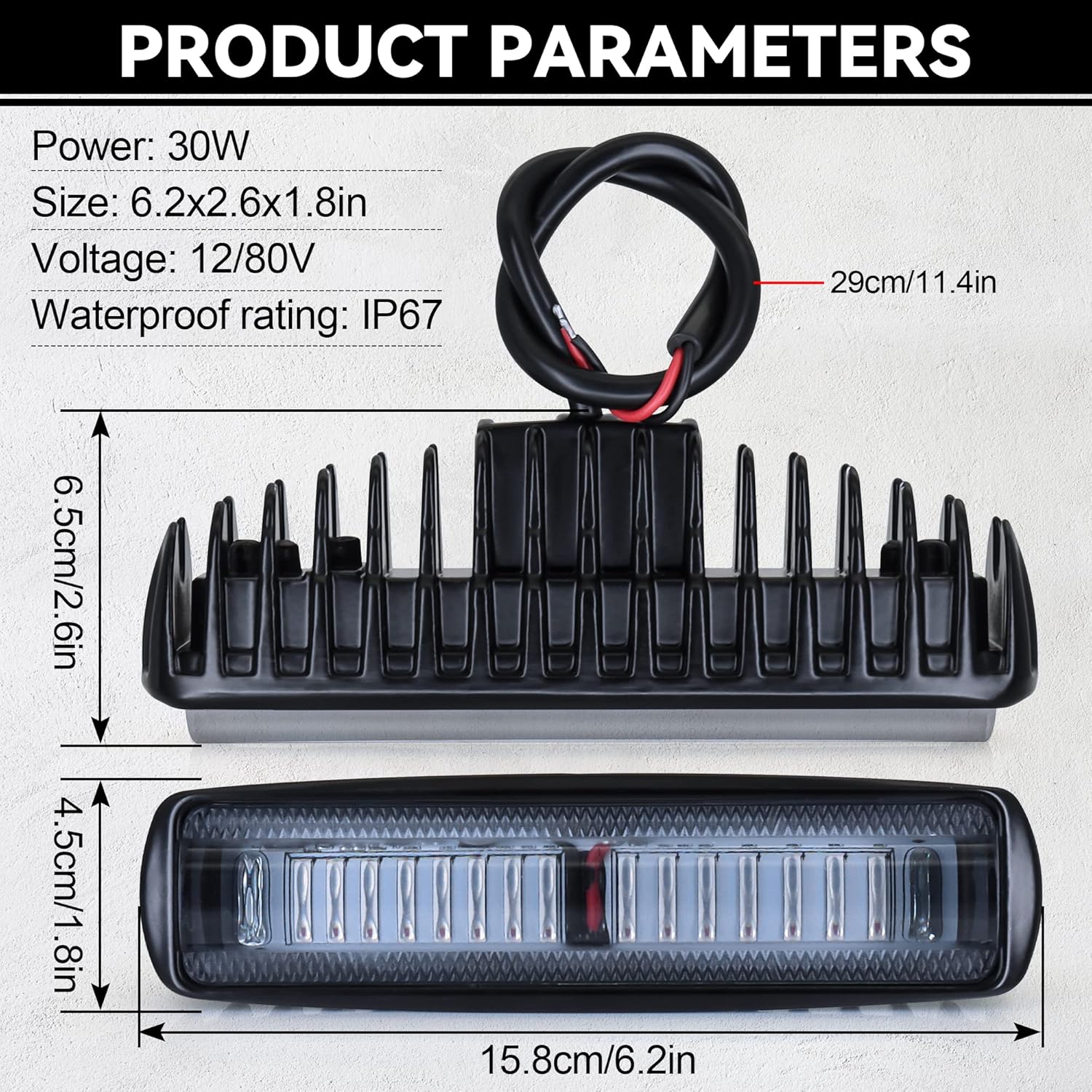 15 luces LED de seguridad para carretilla elevadora, color rojo, 30 W, CC, 12-80 V, luces de advertencia de almacén, luces de seguridad para