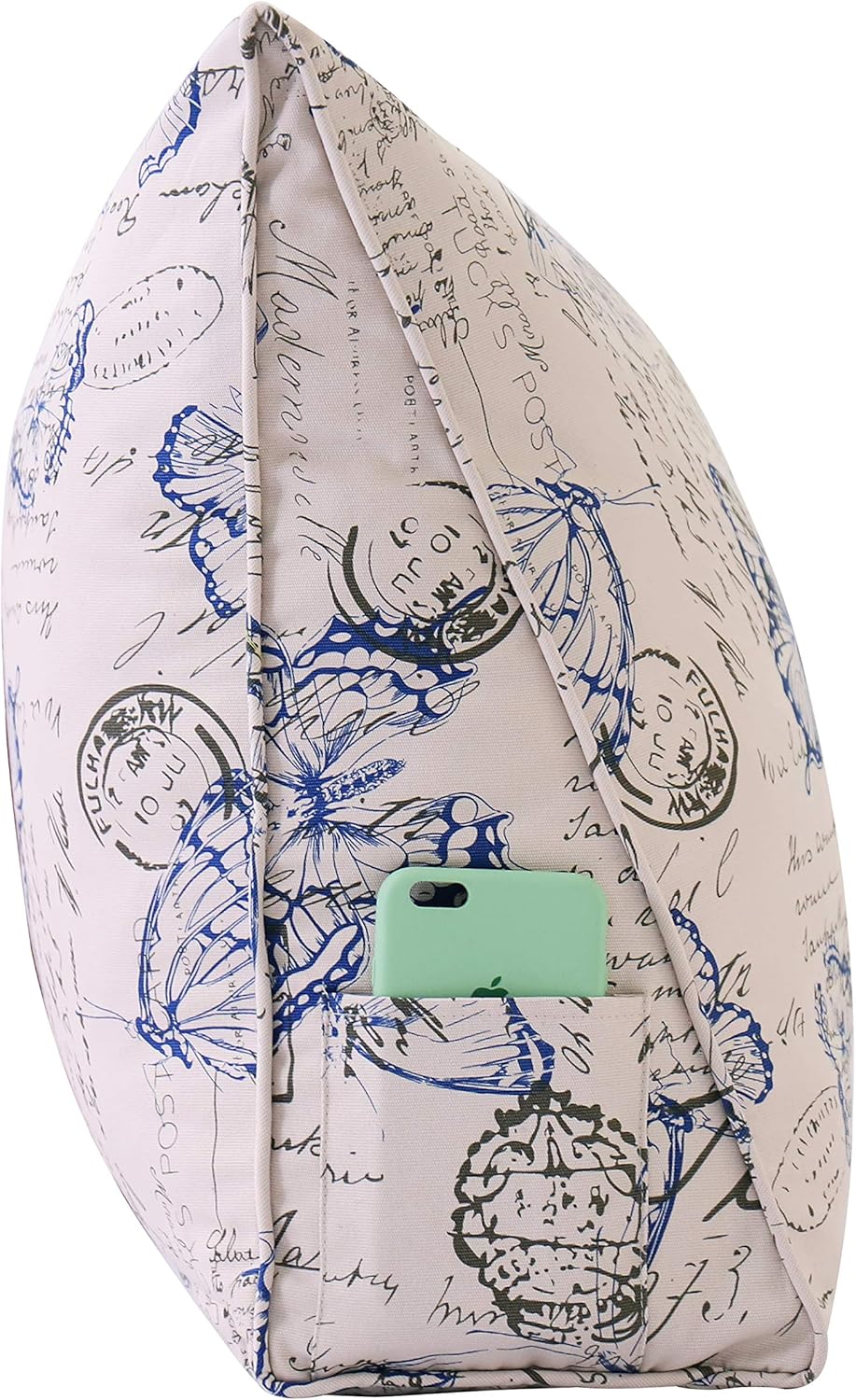 YXCSELL Almohada de cuña para respaldo, almohada de almohada con estampado, almohada de lectura triangular pequeña para sentarse en la cama, soporte