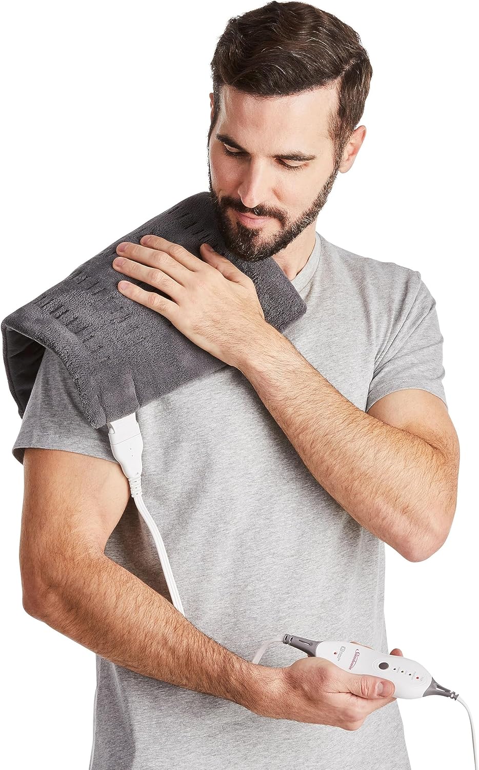 Sunbeam Almohadilla térmica para aliviar el dolor de espalda, cuello, calambres menstruales y hombros con Storange compacto y apagado automático,