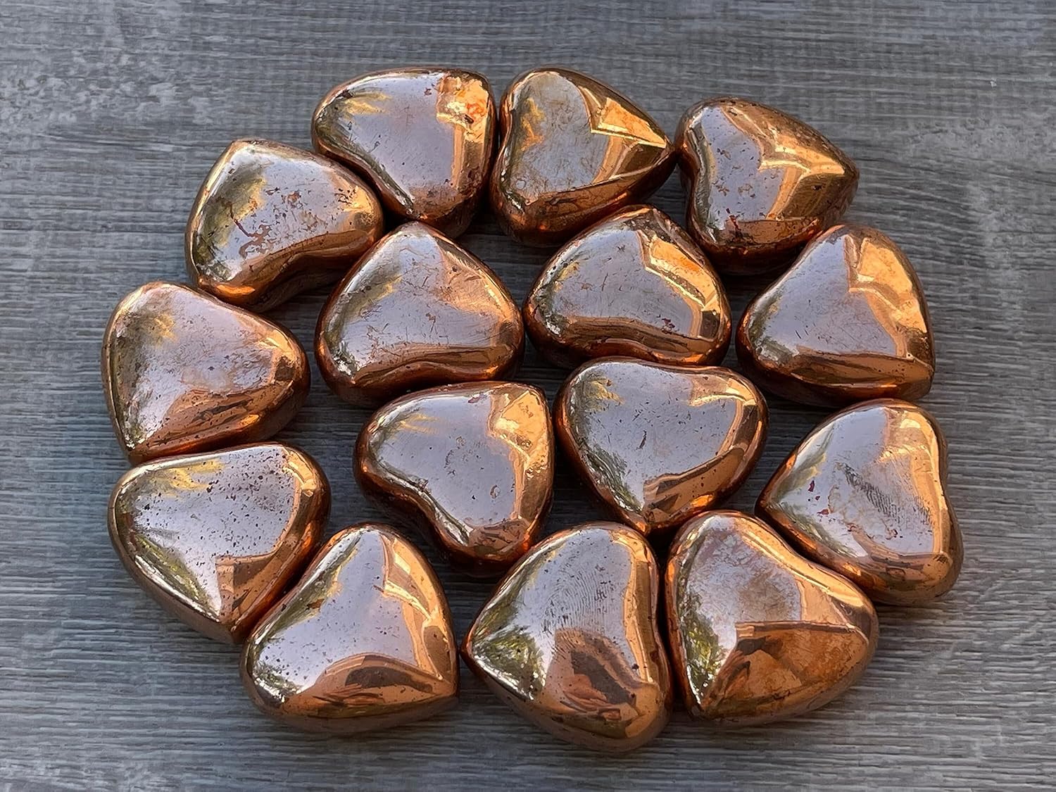 GAF TREASURES Venta al por mayor Corazones de cristal, Corazones hinchados de cristal pulido, Piedra de palma de cristal, Piedra de preocupación,