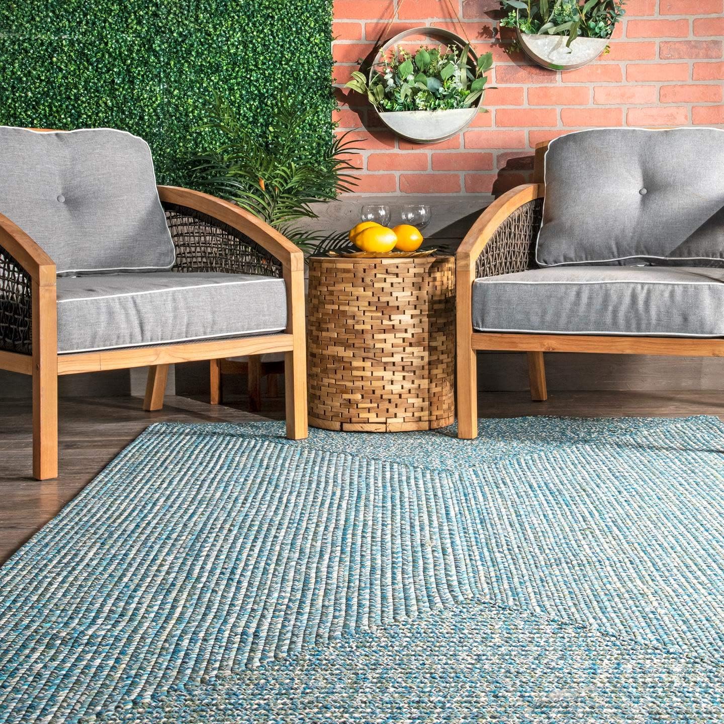 nuLOOM Wynn – Alfombra de área trenzada para interiores y exteriores, 4pies x 6pies, aguamarina