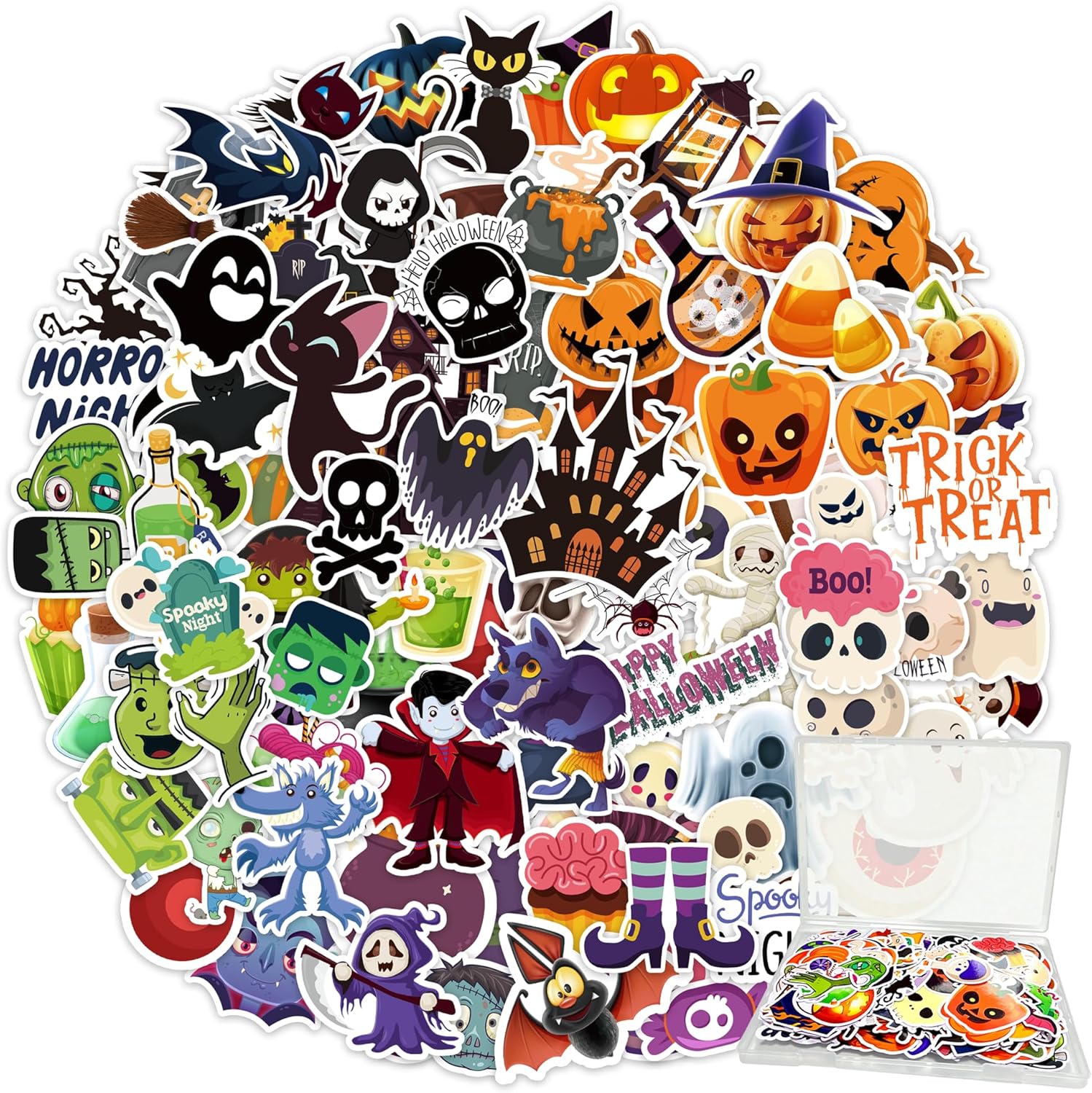 LINAYE 300 calcomanías de Halloween que no se repiten, impermeables, de vinilo adhesivo, paquete de calcomanías de Halloween para niños, regalos de