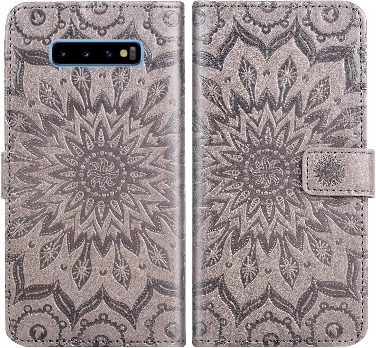 Asuwish Funda de teléfono para Samsung Galaxy S10 con protector de pantalla de vidrio templado, funda magnética de cuero, soporte para tarjetas,