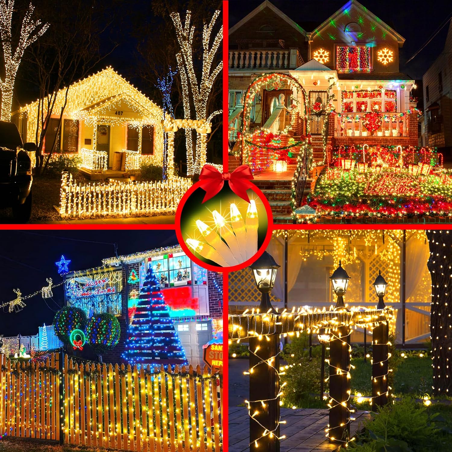 Luces de Navidad para exteriores de 492 pies, 1300 luces LED súper largas, 8 modos de iluminación y memoria de temporizador, cuerdas de luz
