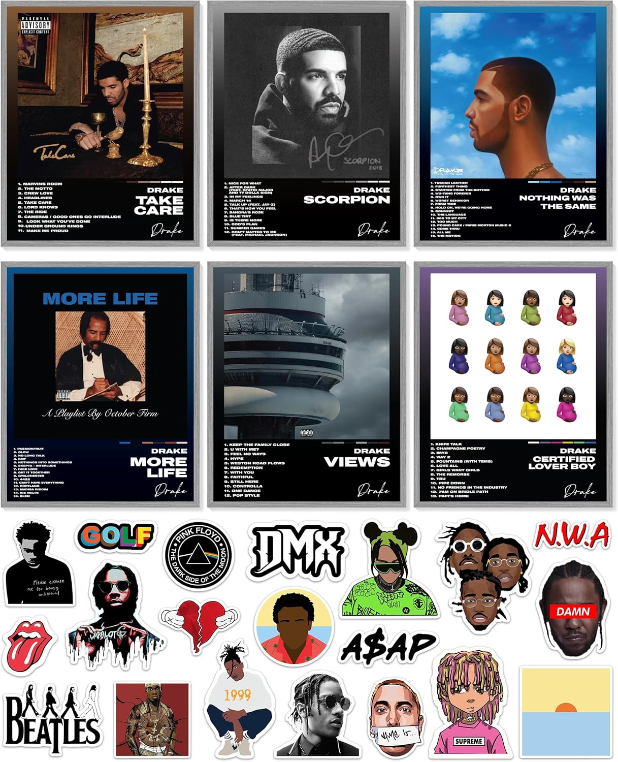 unique america 6 piezas  pósteres, carteles de cubierta de álbum, carteles de música, cubiertas de álbum para decoración de pared, carteles de
