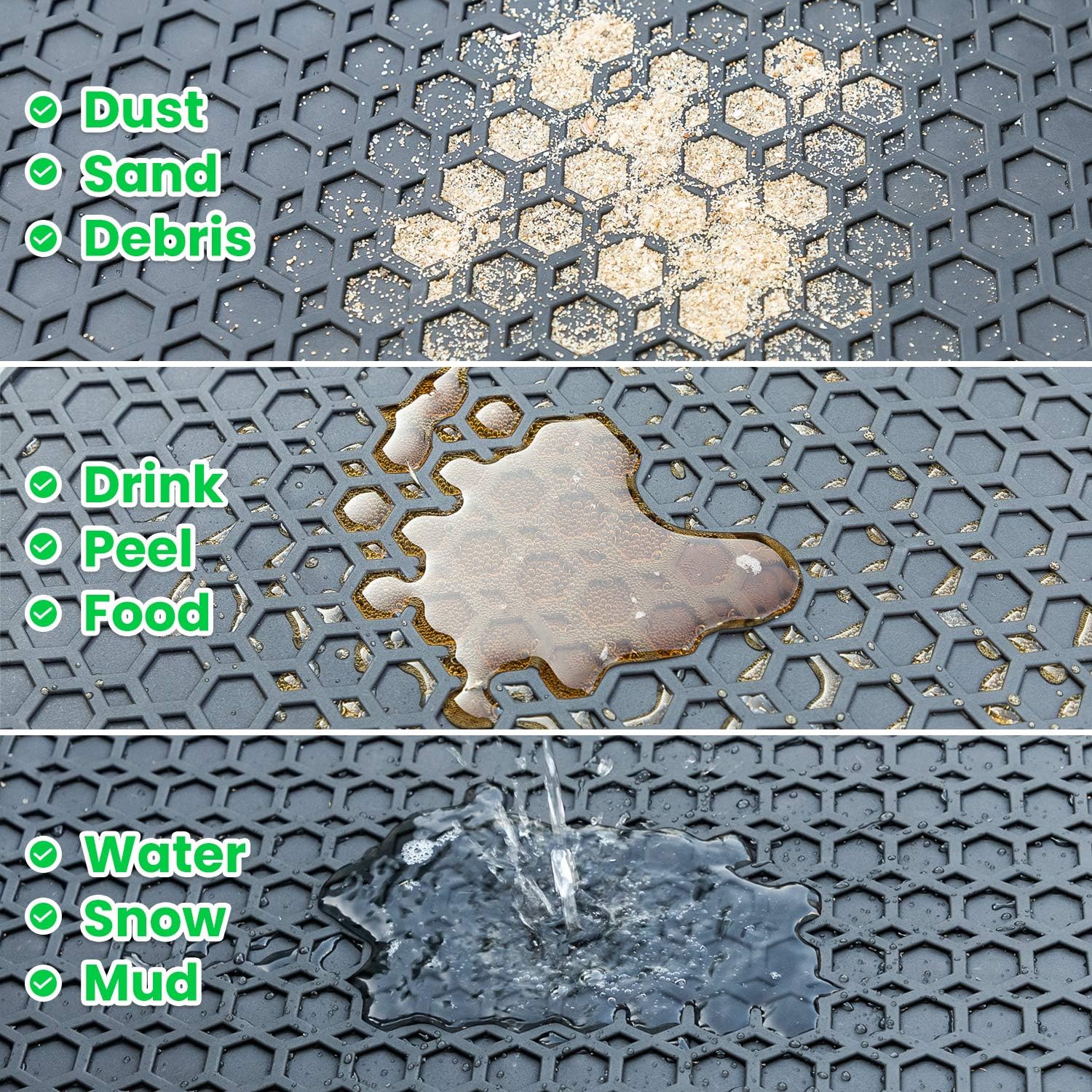 Floor Mat for Honda HR-V 2016 2017 2018 2019 2020 2021 2022 Heavy Duty Rubber Front+Rear Car Liner Carpet All Weather Custom Fit Waterproof Odorless