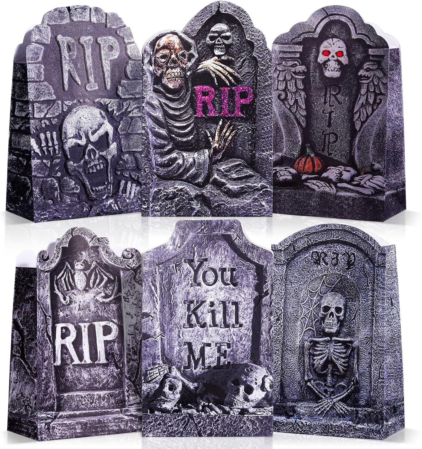 Yeaqee 48 bolsas de papel de lápida de Halloween, bolsas de regalo de dulces de Halloween, bolsas de golosinas para dulce o truco, bolsas de