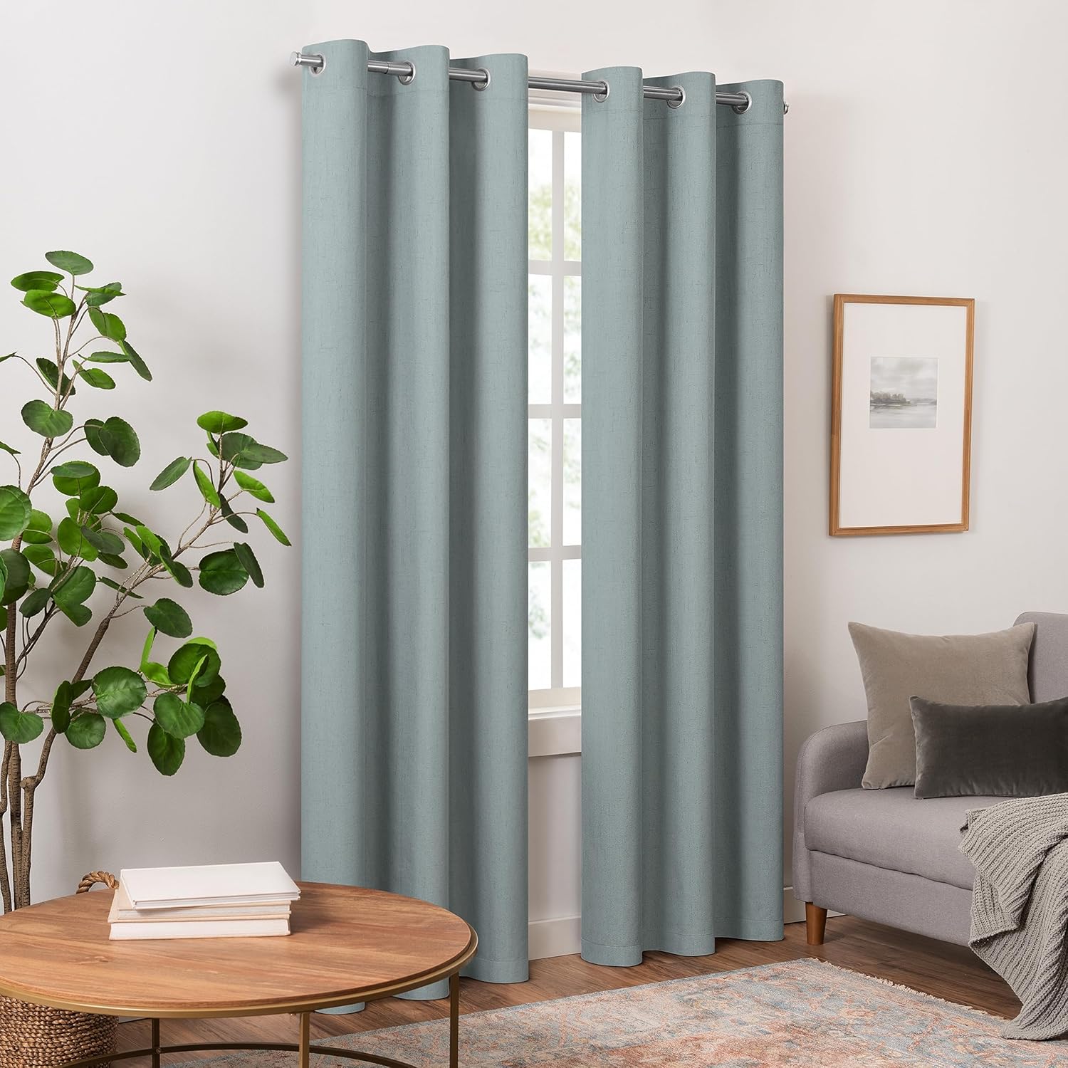 Eclipse Pembroke – Cortinas de lino sintético con ojales, 108 pulgadas de largo x 42 pulgadas de ancho, cortinas con aislamiento térmico y reducción