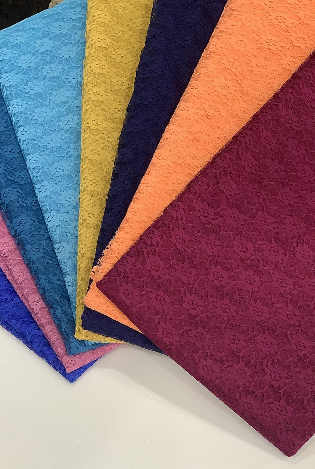 MDS – Paquete de 10 yardas de tela de encaje Raschel sólida, perno de tela de encaje vintage para vestido de novia, moda, manualidades,