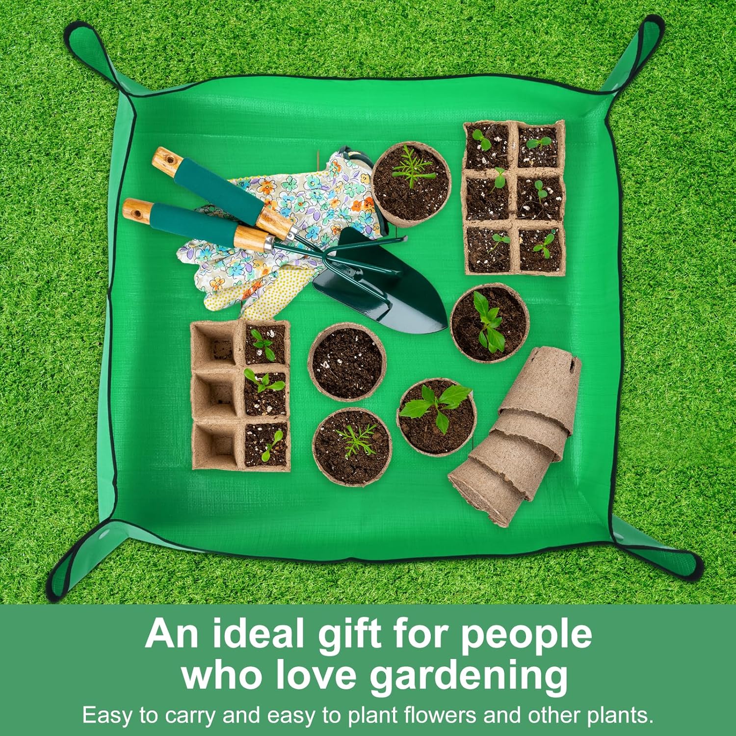 Tapete de jardinería portátil de polietileno para trasplante de plantas, impermeable, tapete de trasplante para suculentas, tapete de jardinería
